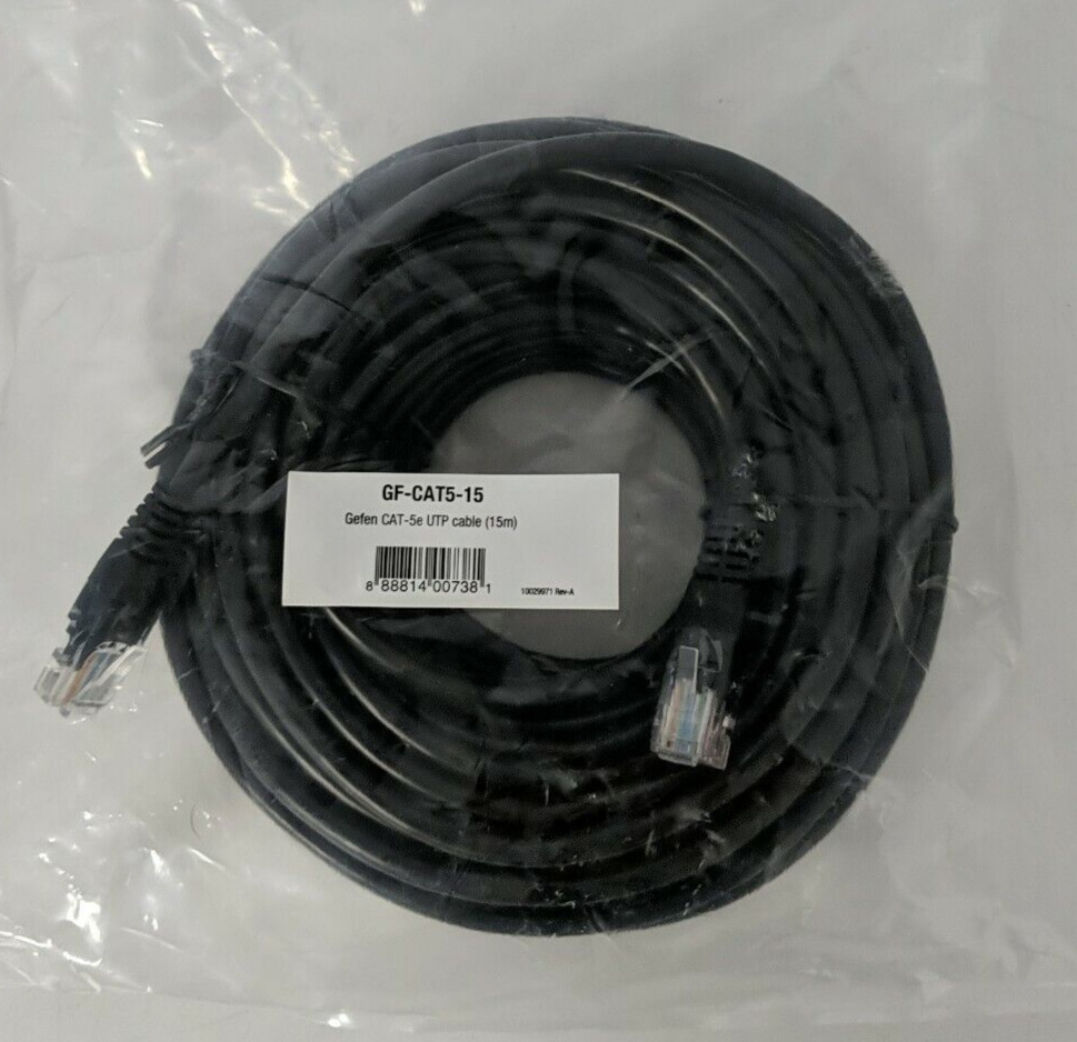 GEFEN Cat5e Ethernet Cable 15m Black Patch Cable Molded Network Cord GF-CAT5-15