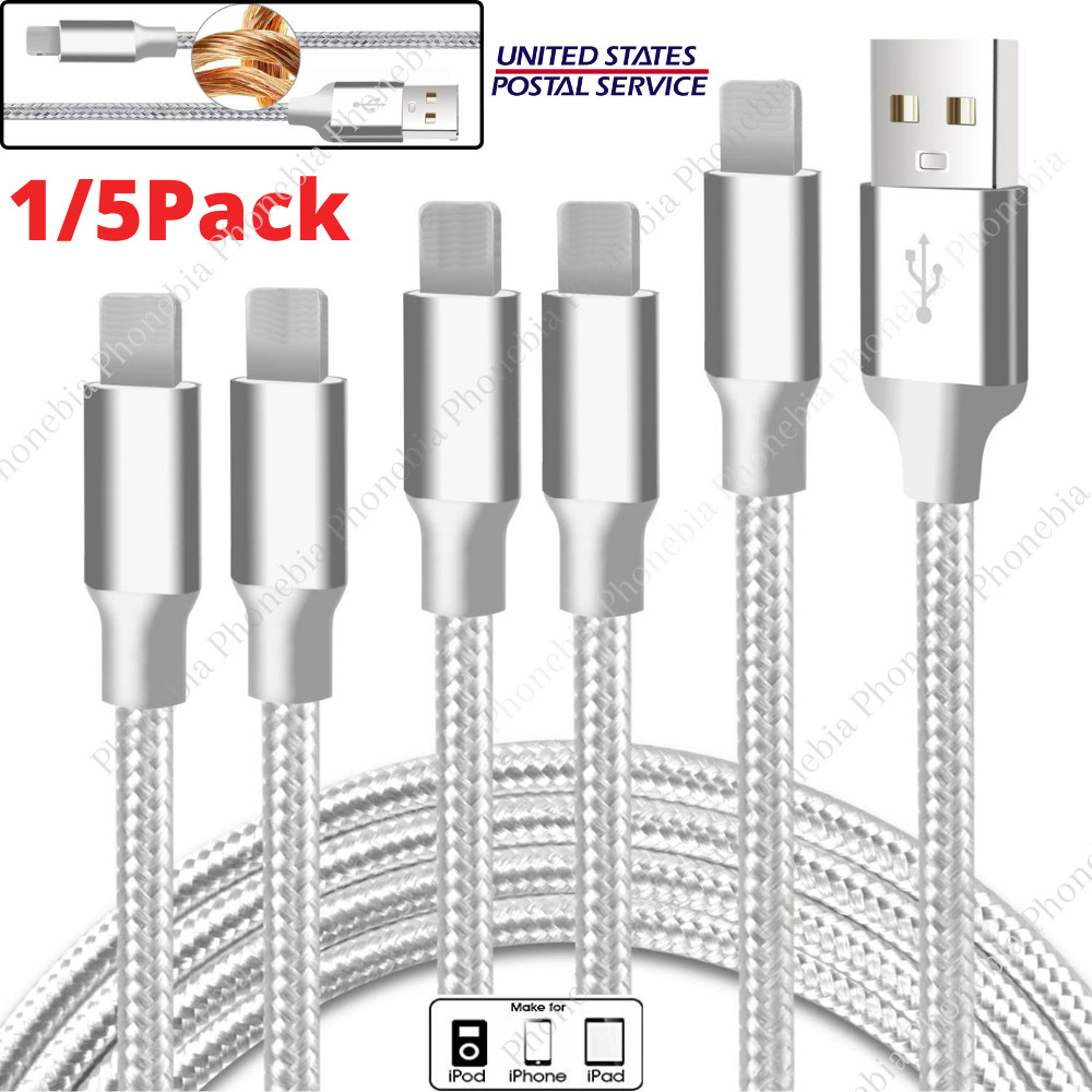 1/5Pack 6Ft Fast USB Charger Cable For iPhone 13 12 11 XR 8 7 6 5s Charging Cord