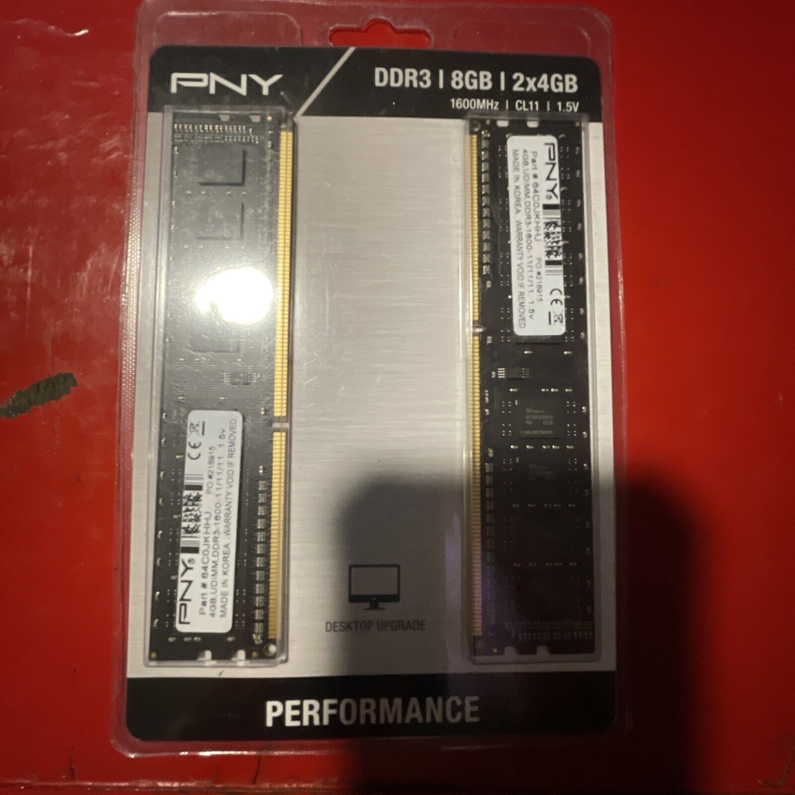 Kit of 2 PNY 64C0JKHHJ 8GB (4GB x 2) DDR3-1600 PC3-12800 RAM