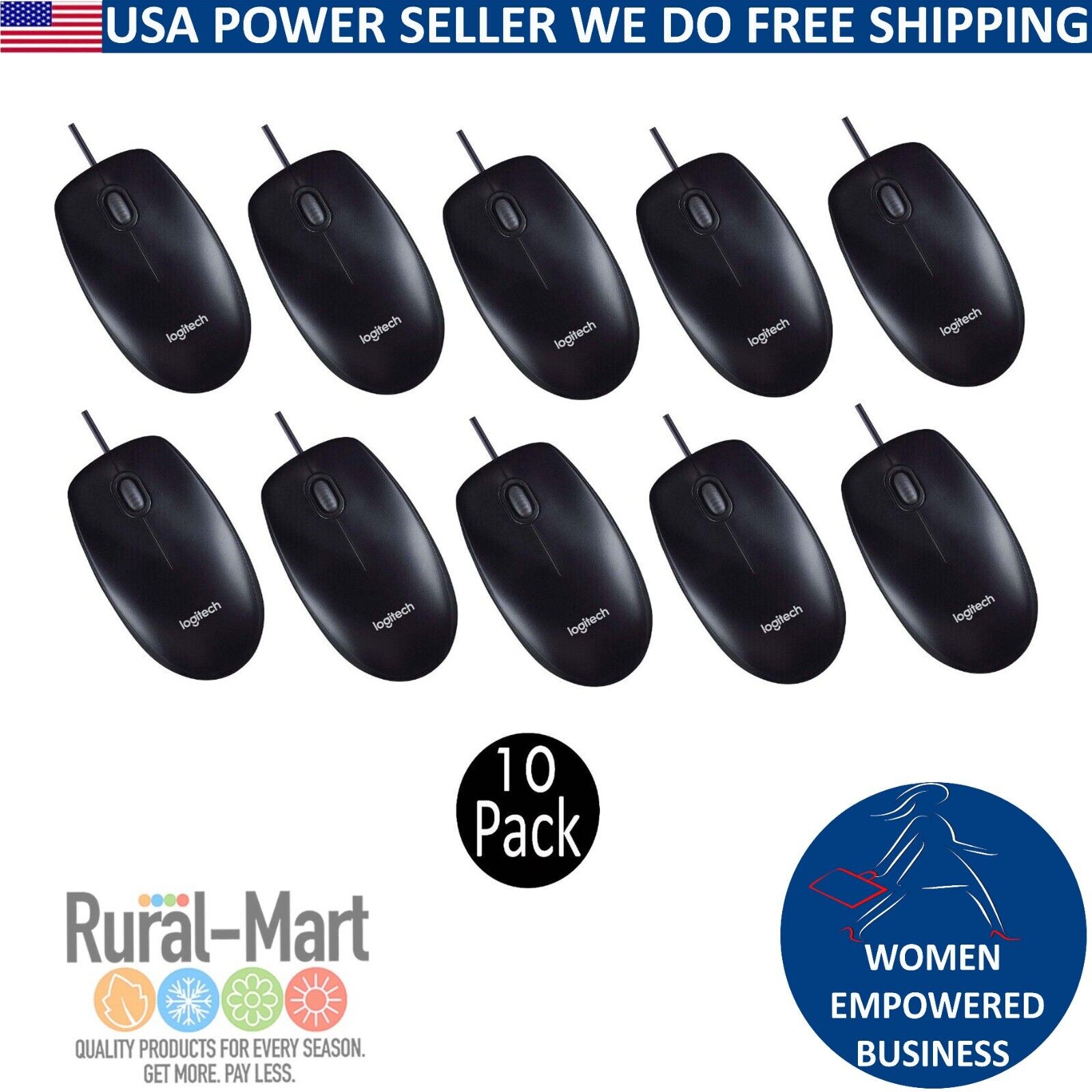 10 pack Logitech M90 Wired USB Mouse