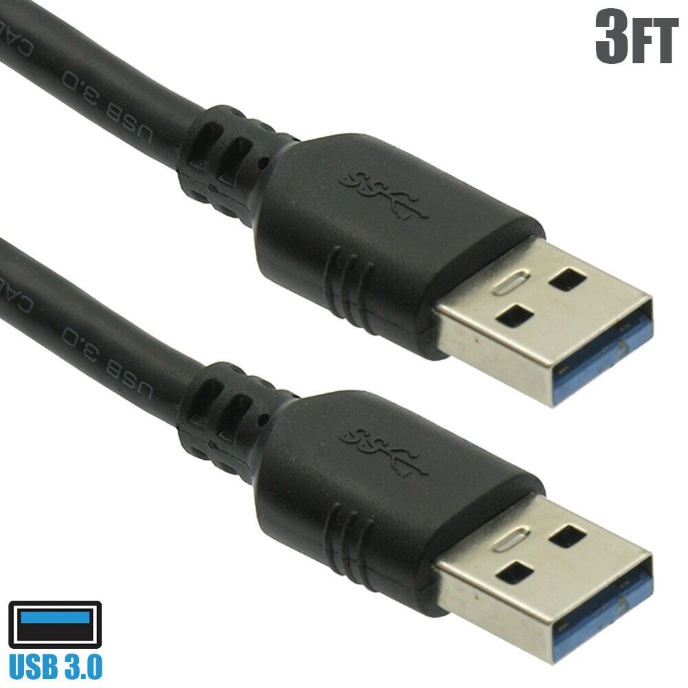 3FT 6FT 10FT USB 3.0 Type A Male to Male Data Sync Charge Cable Cord 28AWG Black