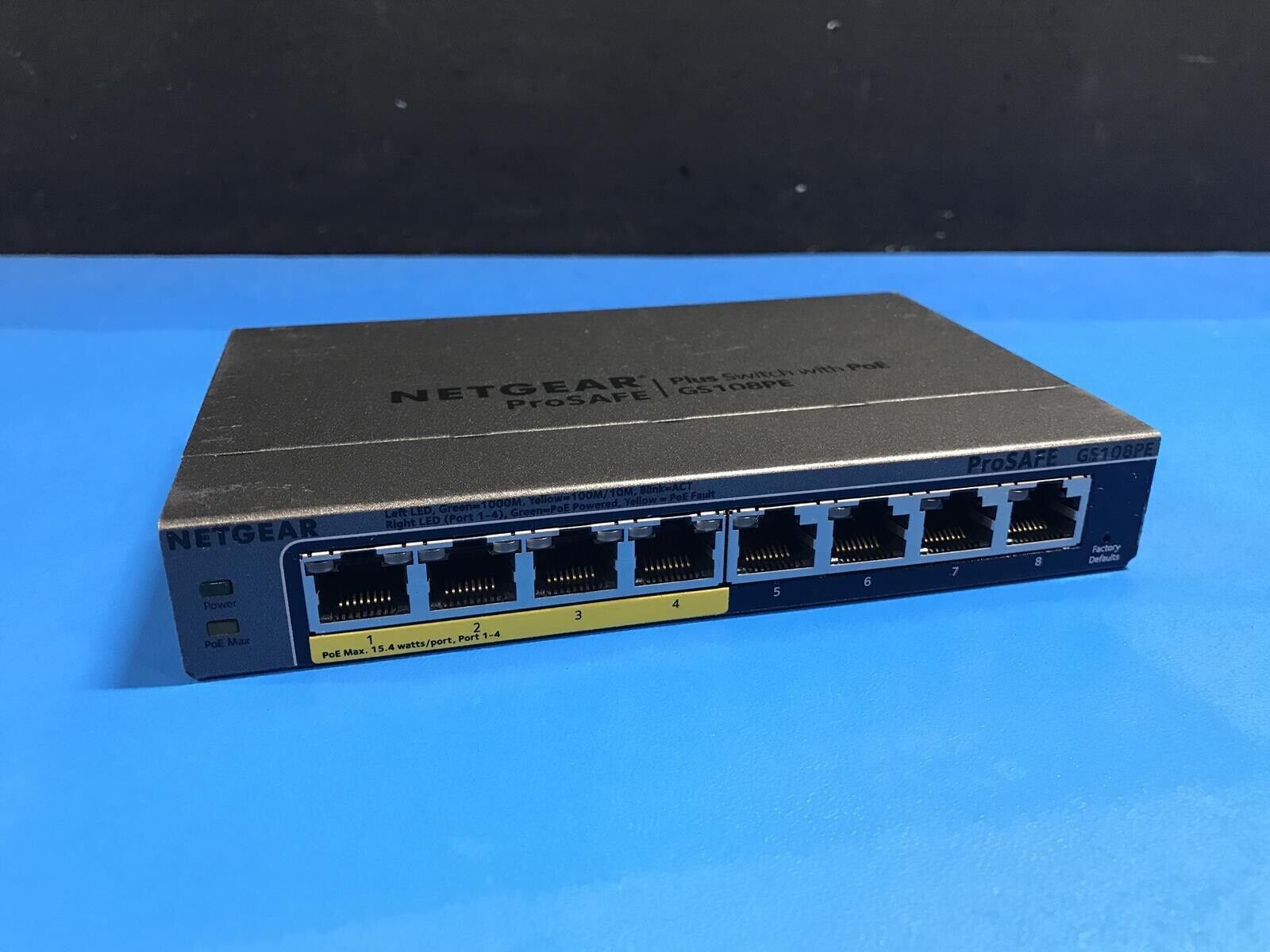 NetGear ProSafe 8 Port Gigabit Ethernet Switch GS108PE-300NAS Version 3 - POWER