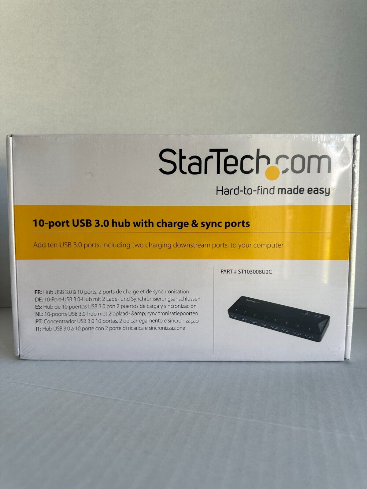 Startech.com 10-port Usb 3.0 Hub With Charge And Sync Ports -2 X 1.5a Ports. NEW