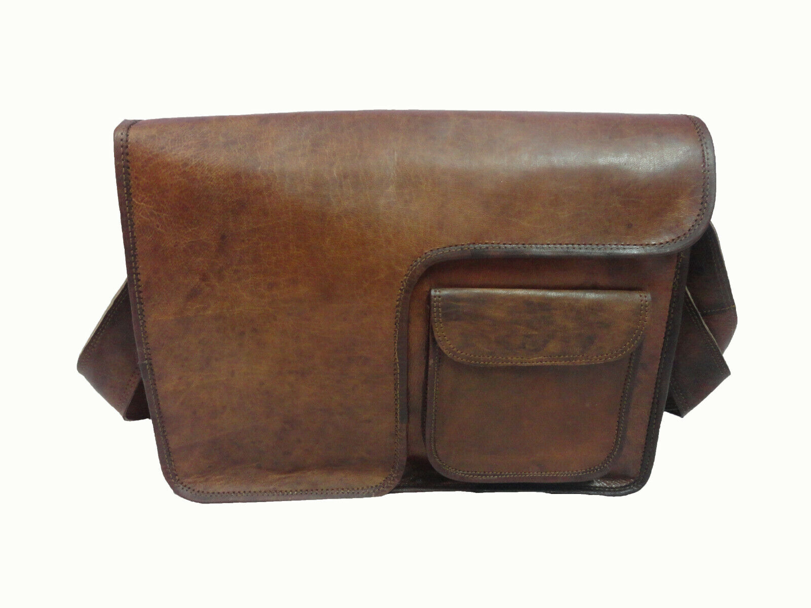 15 In Real Leather Messenger Bag Laptop Satchel Office School Crossbody Shoulder
