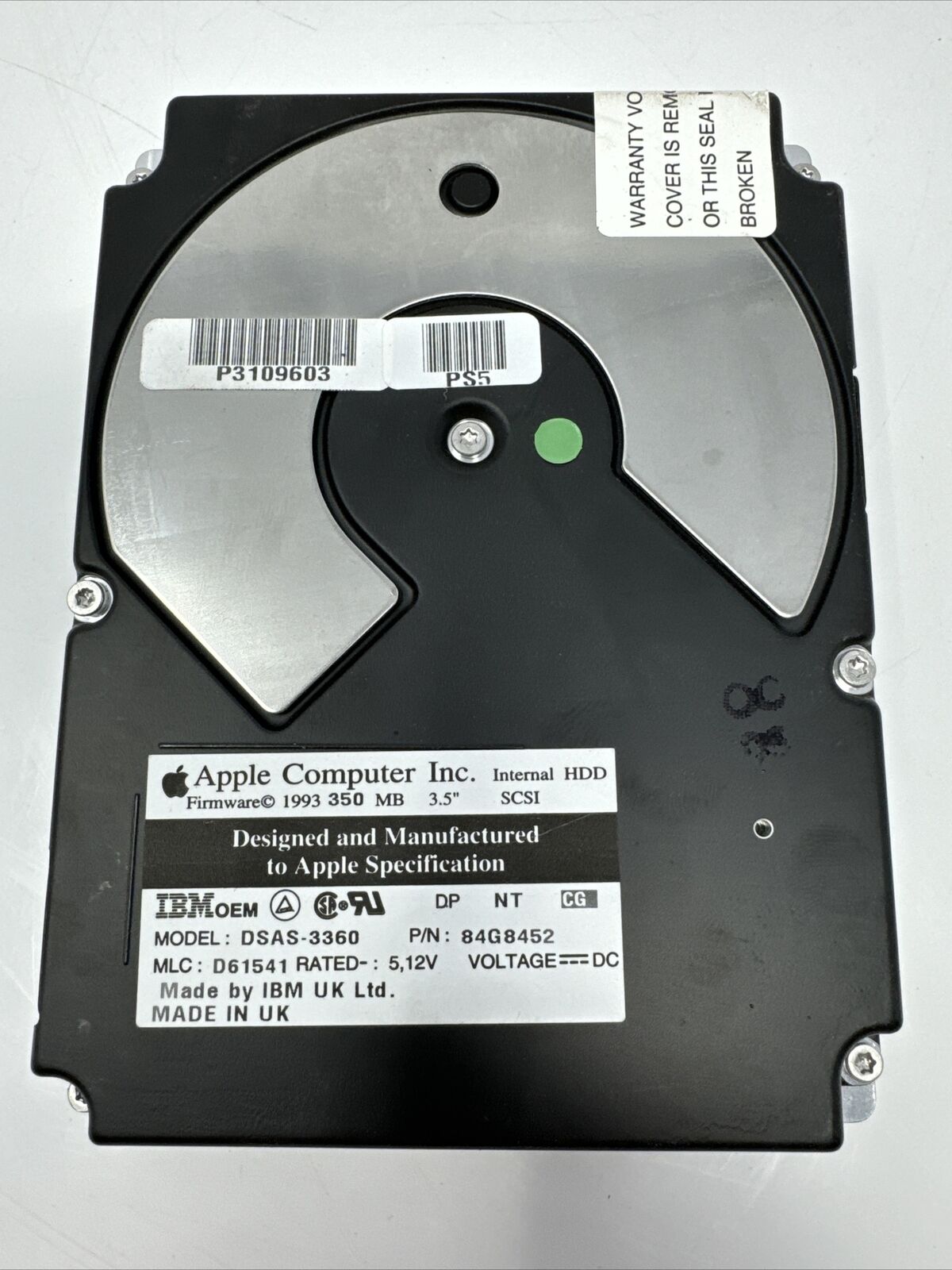 Apple / IBM DSAS-3360 350MB 50 PIN 3.5IN 3H SCSI 84G8452 HDD Working Drive