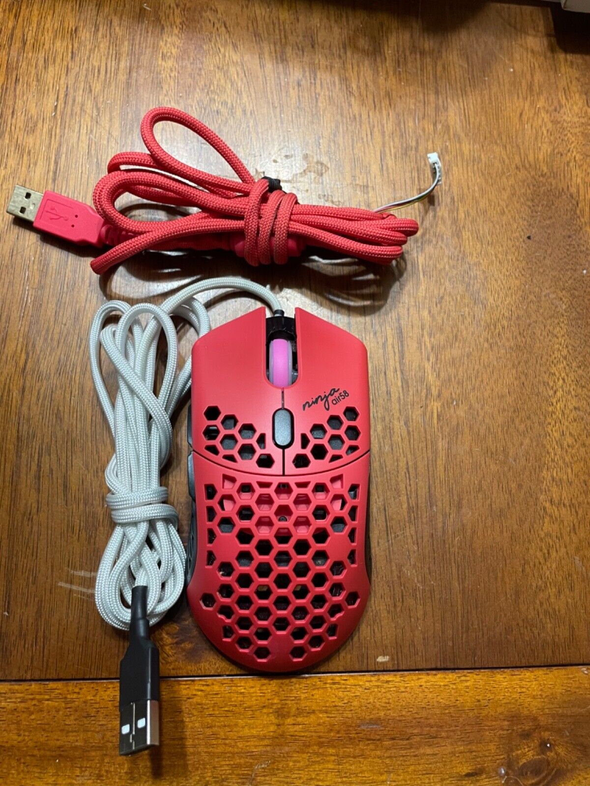 custom final mouse ninja air 58 with mouse wheel,paracord and slides