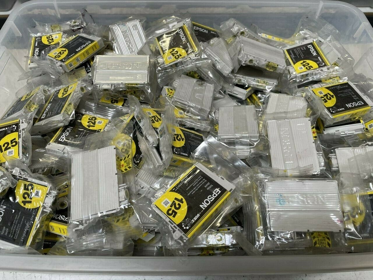 Yellow Genuine Epson 125 Ink Cartridge Lot Of 100 In BAG