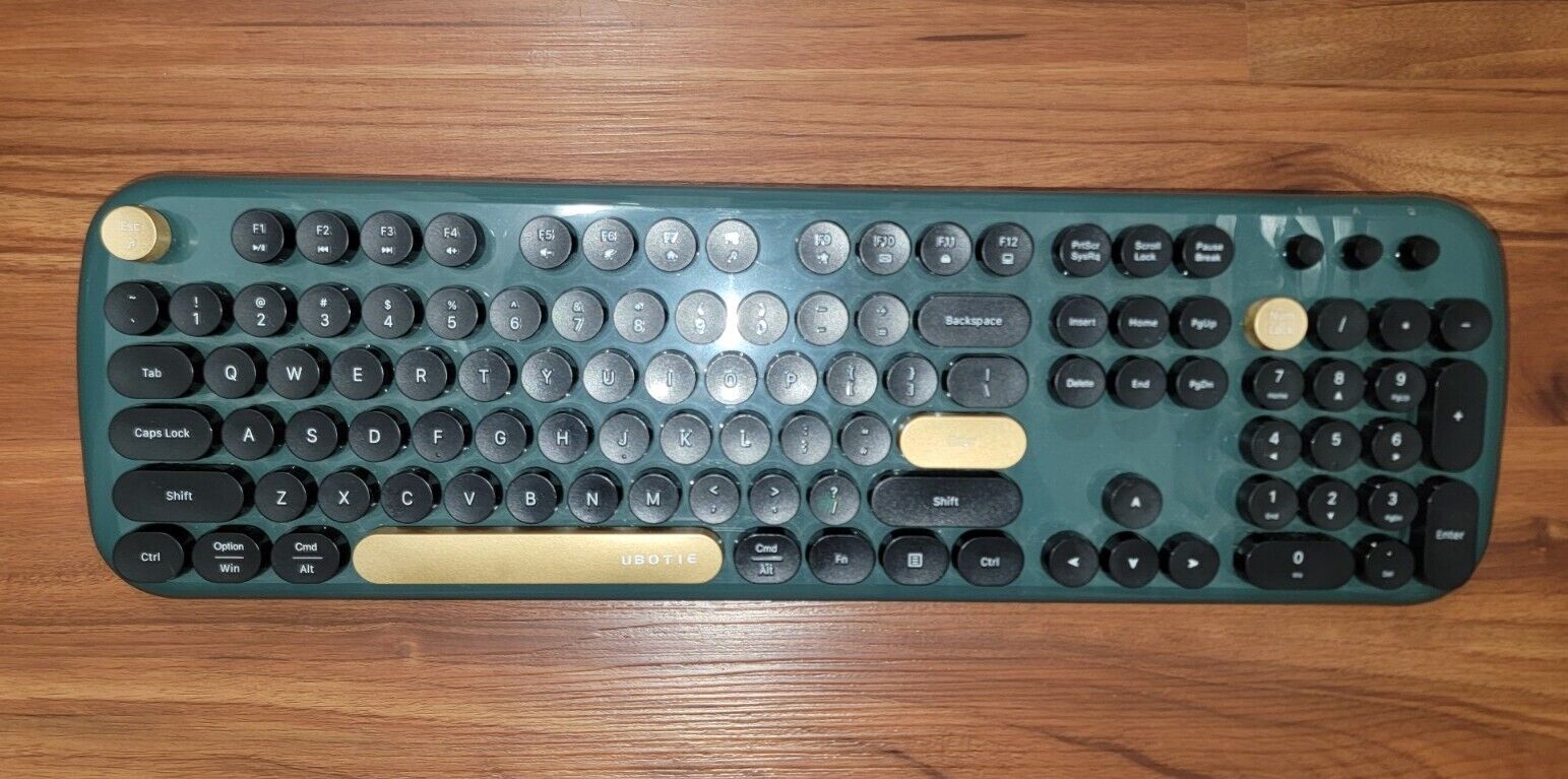 UBOTIE Green Gold Computer Wireless Keyboard No Receiver  Or Mouse