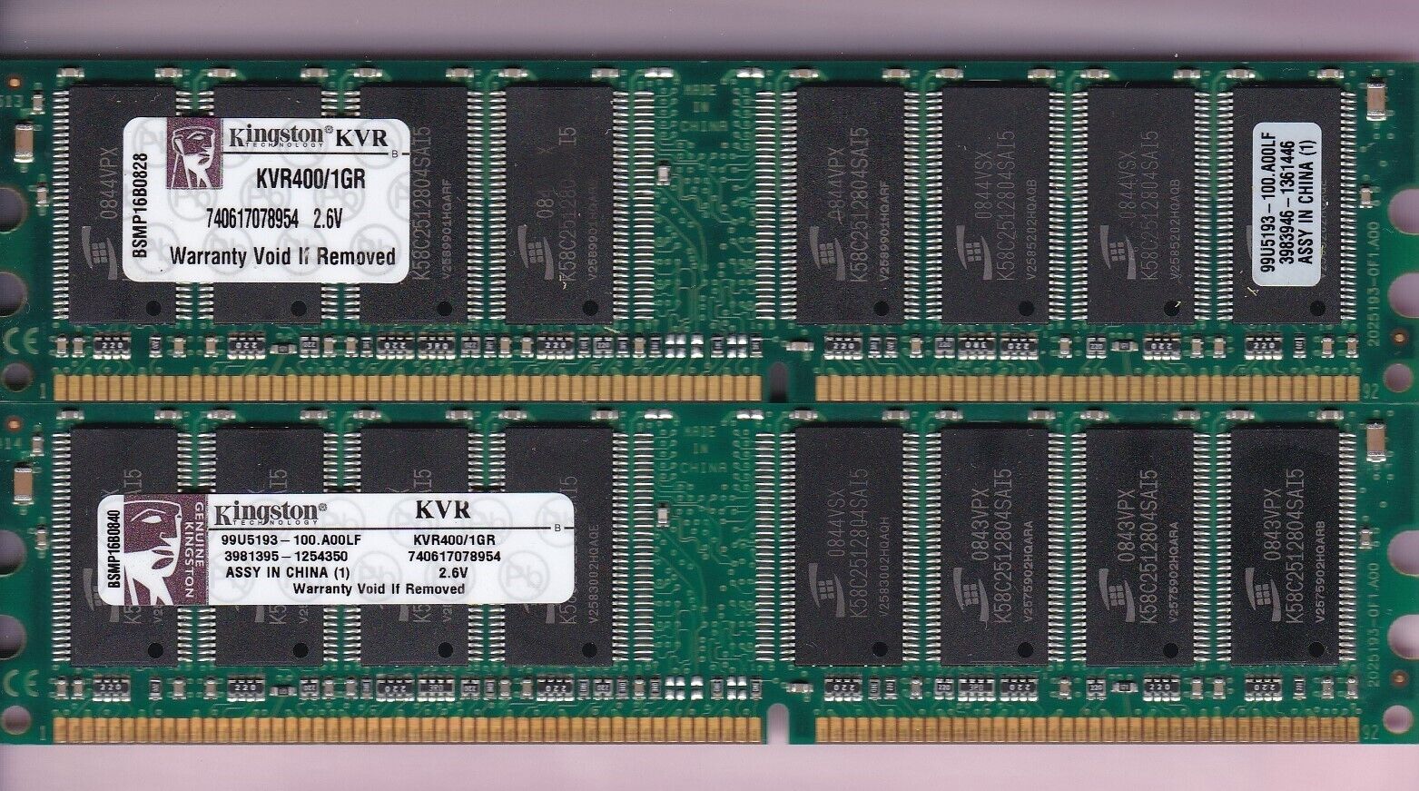 2GB 2x1GB PC-3200 KINGSTON KVR400/1GR DDR-400 ProMOS Desktop Ram Kit DDR1 PC3200