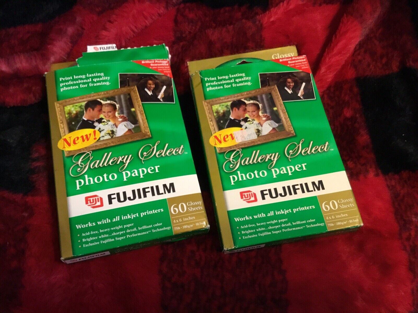 Vintage  Fujifilm Gallery Select Photo Paper 4X6 60 Glossy Sheets Lot Of 2(two)