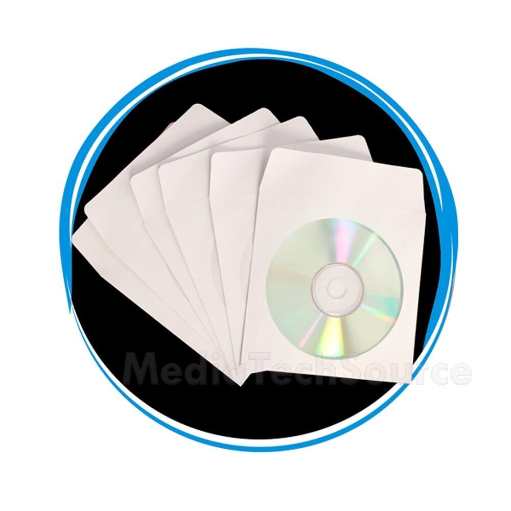 8000 Wholesale CD DVD White Paper Sleeve Envelope with Window & Flap