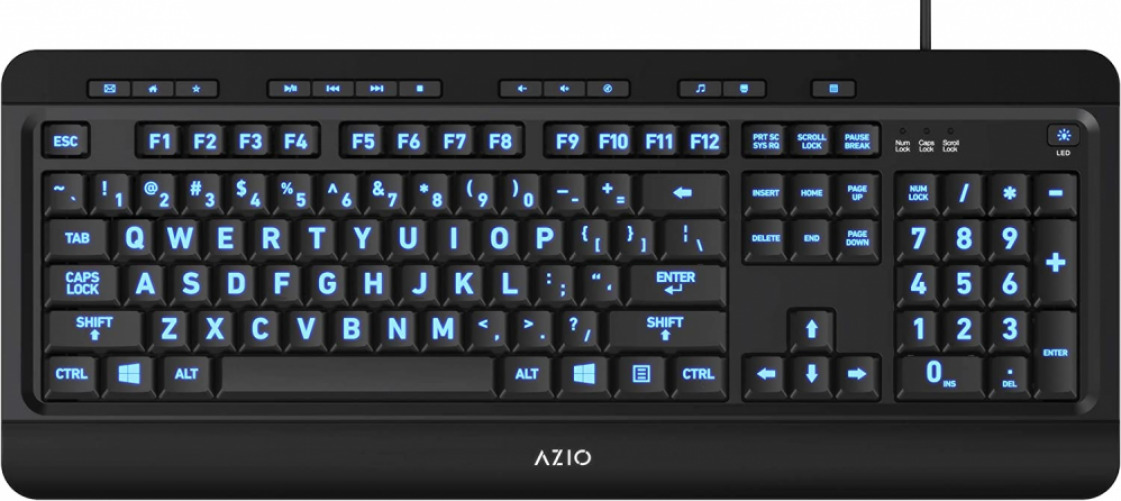 Azio Large Print Keyboard - USB Computer with 3 KB505U - 3 Colors 