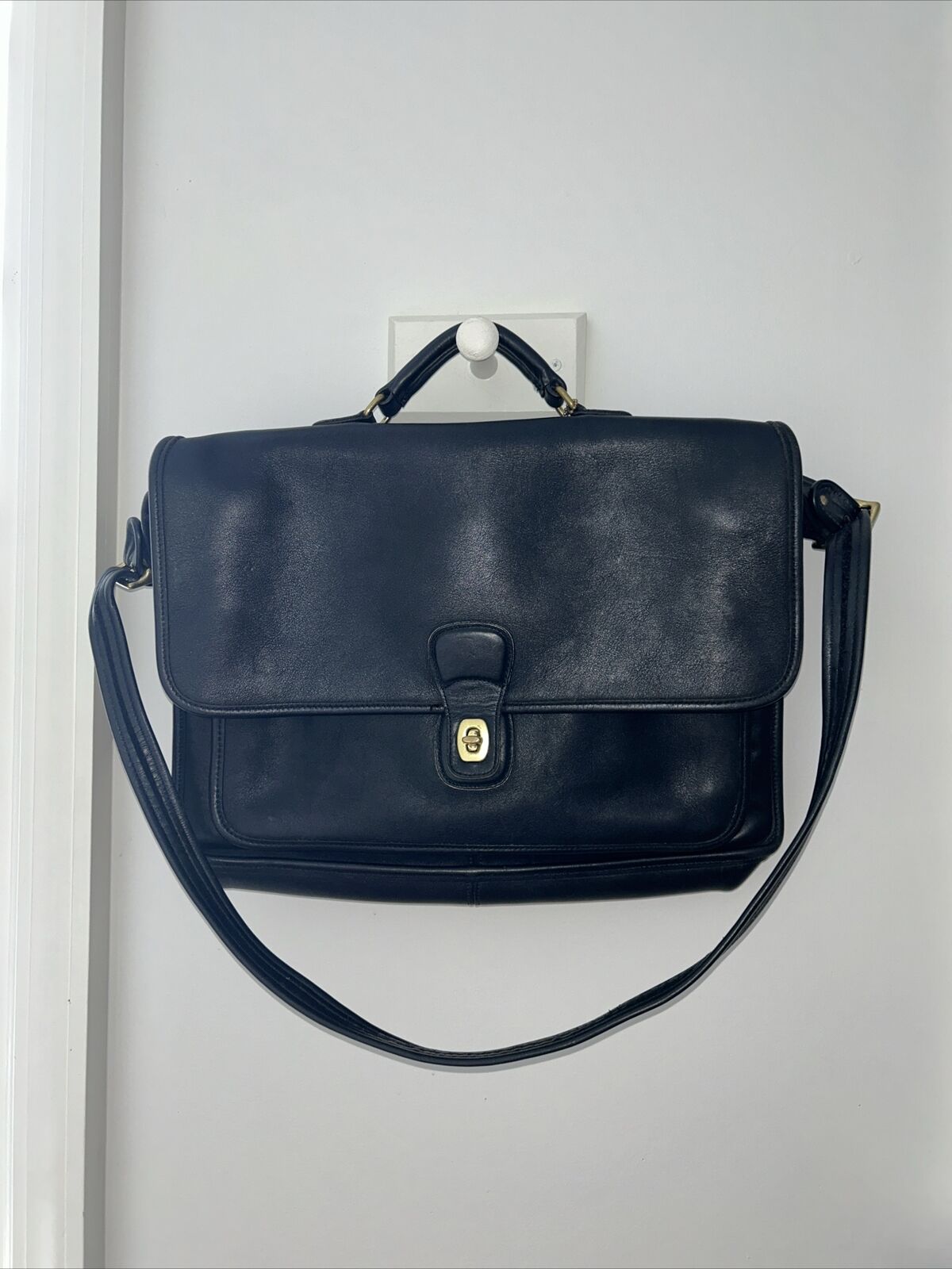 COACH Vintage Soft Briefcase #5180 Messenger Bag Black Leather