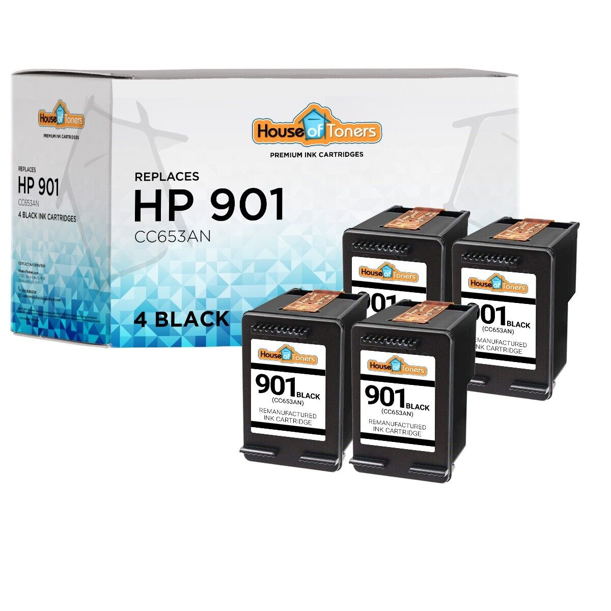 4PK for HP 901 Black Ink Cartridges for HP Officejet J4660 J4680 4500