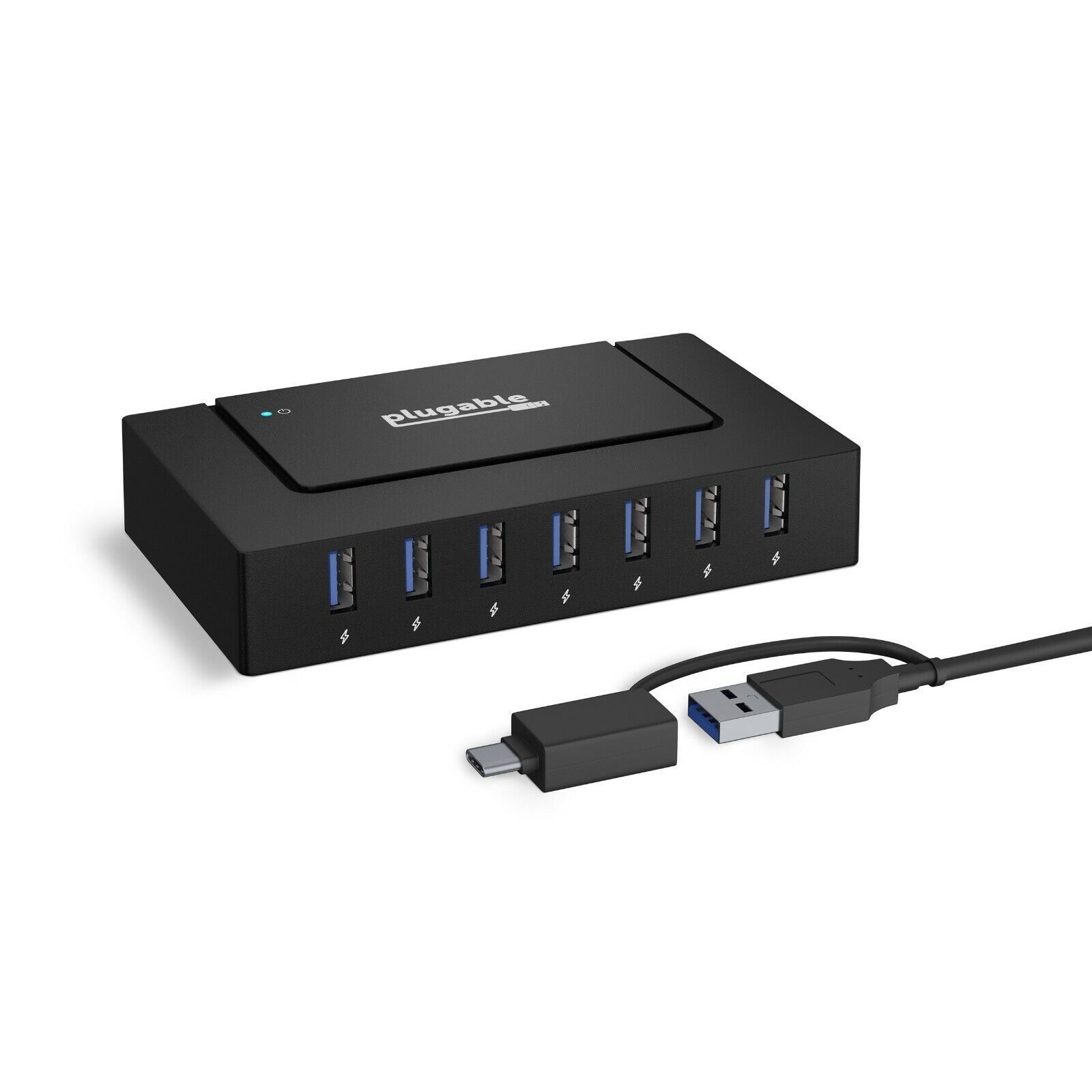 Plugable 7-in-1 USB Charging Hub for Laptops with USB-C or USB 3.0