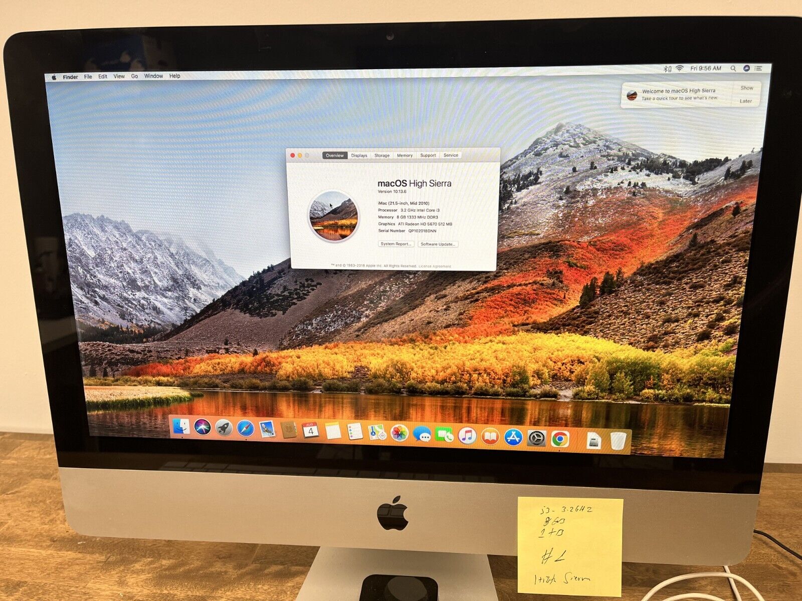 Apple iMac 21.5” (A1311 Mid-2011) Intel Core i3 8GB Mem 1TB HDD OS High Sierra