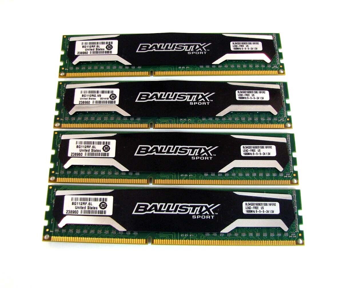 Crucial Ballistix 16GB 4x 4GB PC3-12800U Non-ECC DDR3 Memory BLS4G3D1609DS1S00