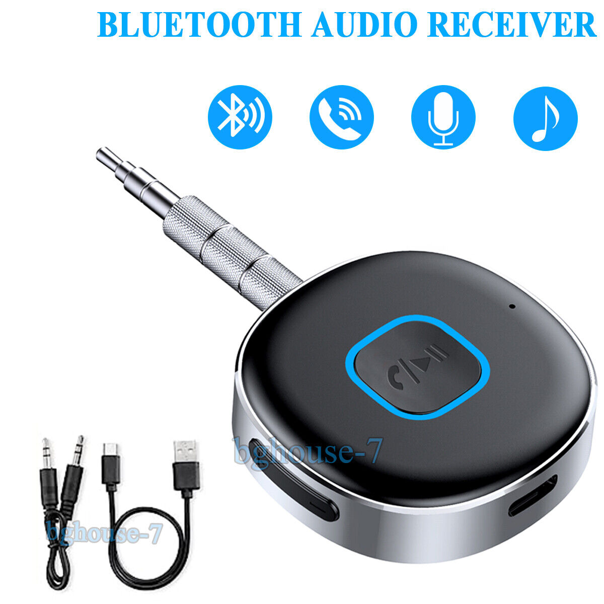 Wireless Bluetooth Aux Receiver 3.5mm Aux Car Adapter for Home Stereo Headphones