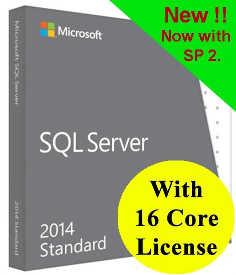 Microsoft SQL Server 2014 Standard with 16 Core License, unlimited User CALs