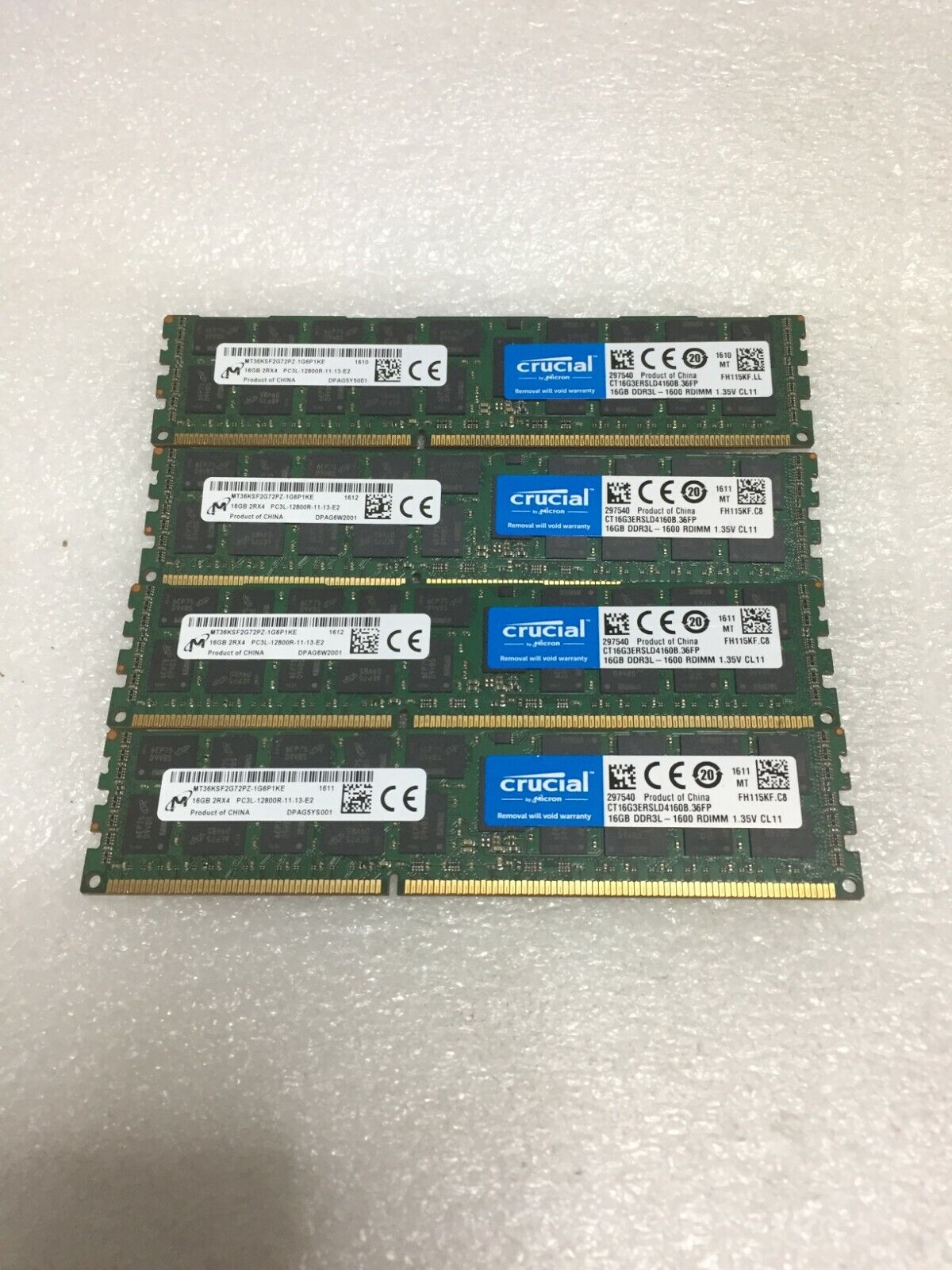 64GB 4x 16GB Micron MT36JSF2G72PZ-1G6P1KE 16GB 2Rx4 DDR3 12800R  FREE S/H