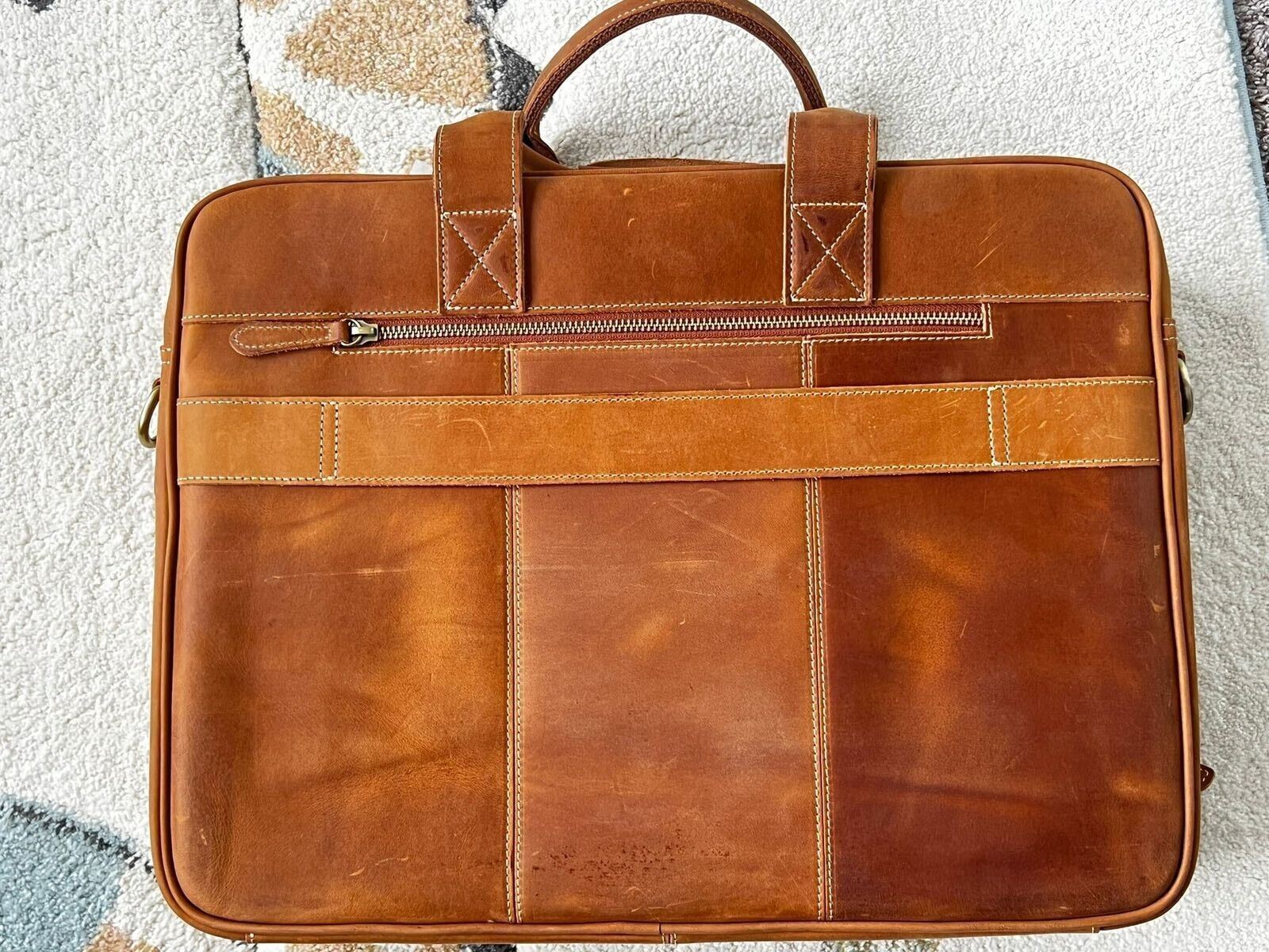 Full Grain Genuine leather laptop bag fits Up to 15.6\
