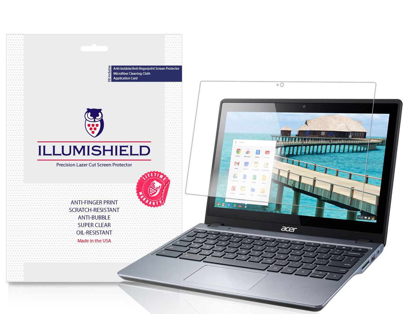 iLLumiShield Screen Protector Anti-Bubble/Print 2x for Acer Chromebook 11 C720P