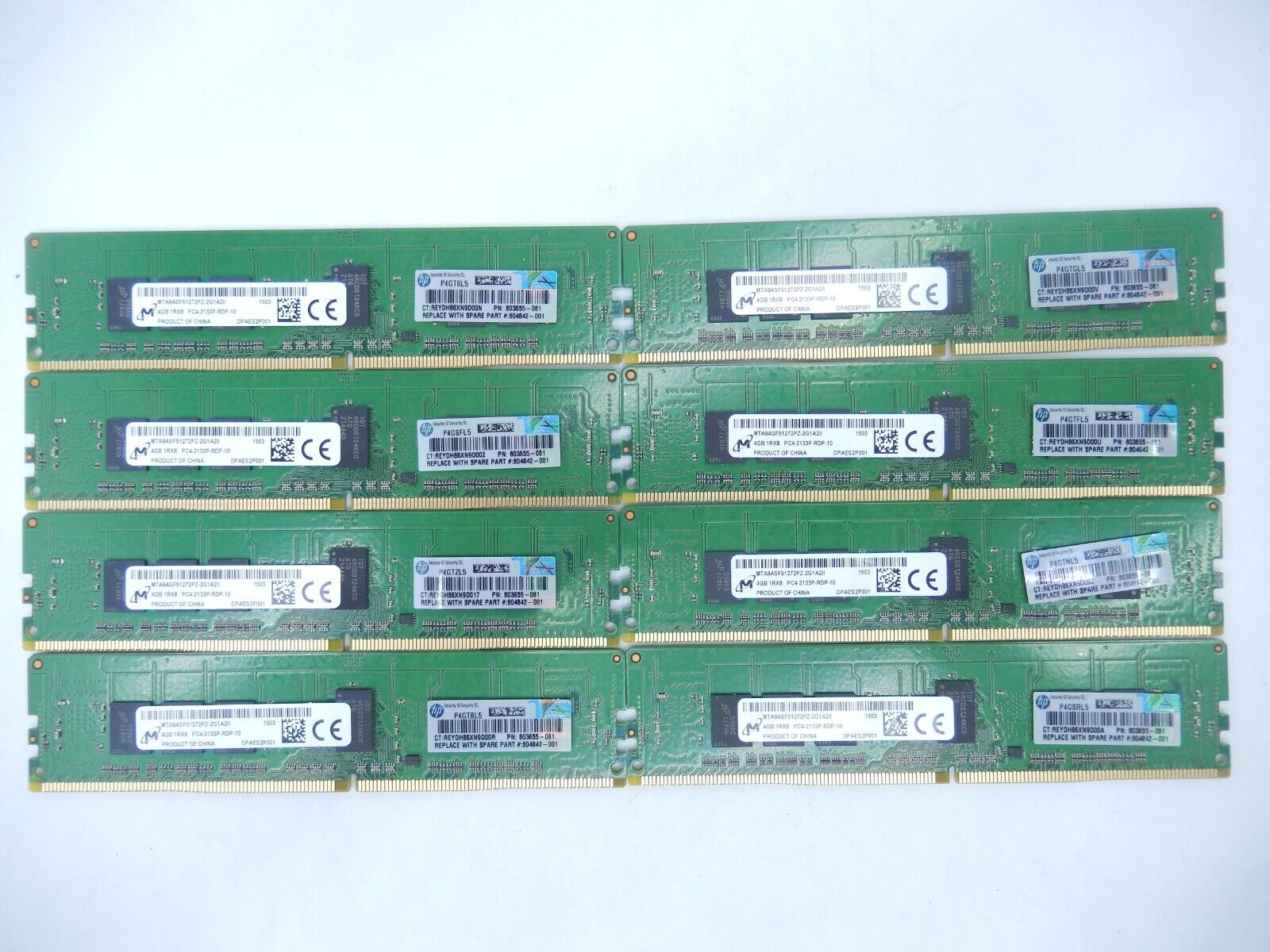 32GB (8X 4GB) MICRON MTA9ASF51272PZ-2G1A2 PC4-17000 DDR4-2133MHZ  SERVER RAM  T7
