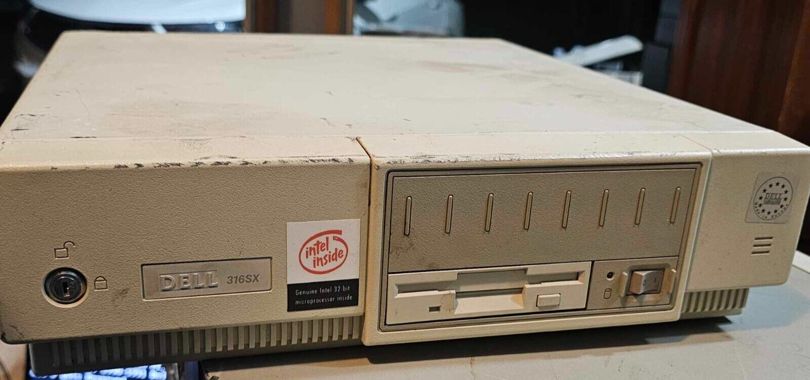 Retro Rare Early Vintage Desktop PC Dell S316SX 386SX 640k Intel w/Floppy Drive