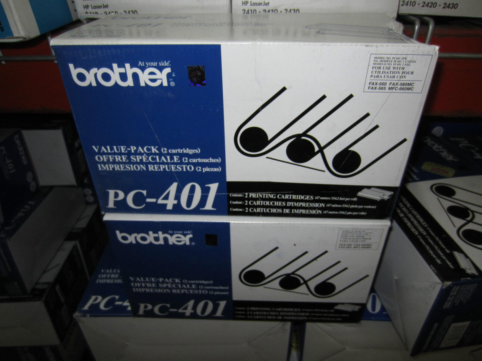 BROTHER PC-401 4 VALUE PACKS = 8 CARTRIDGES FAX-560 FAX--565 FAX-580MC MFC-660MC