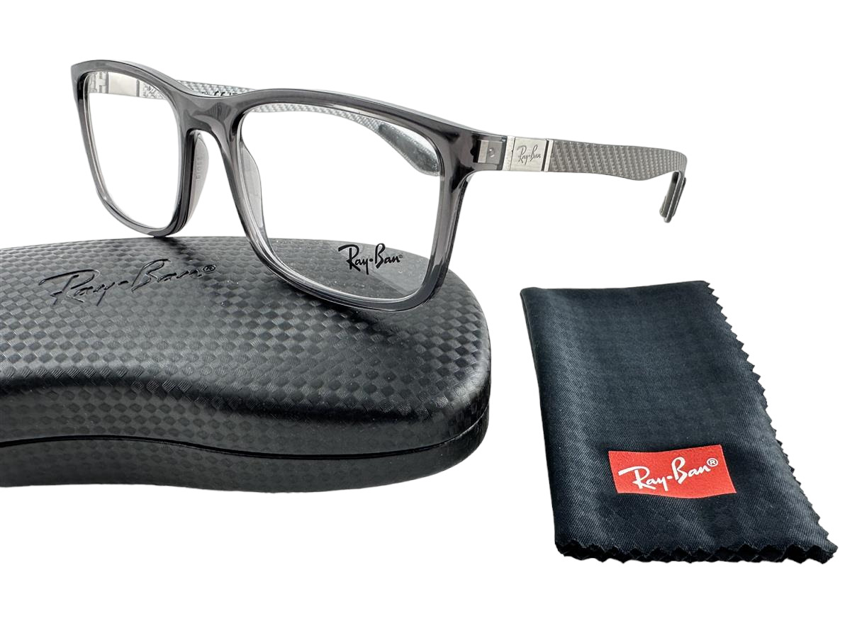 Ray Ban NEW Transparent Grey Carbon Silver Frames 53-18-145 Eyeglasses RX8908