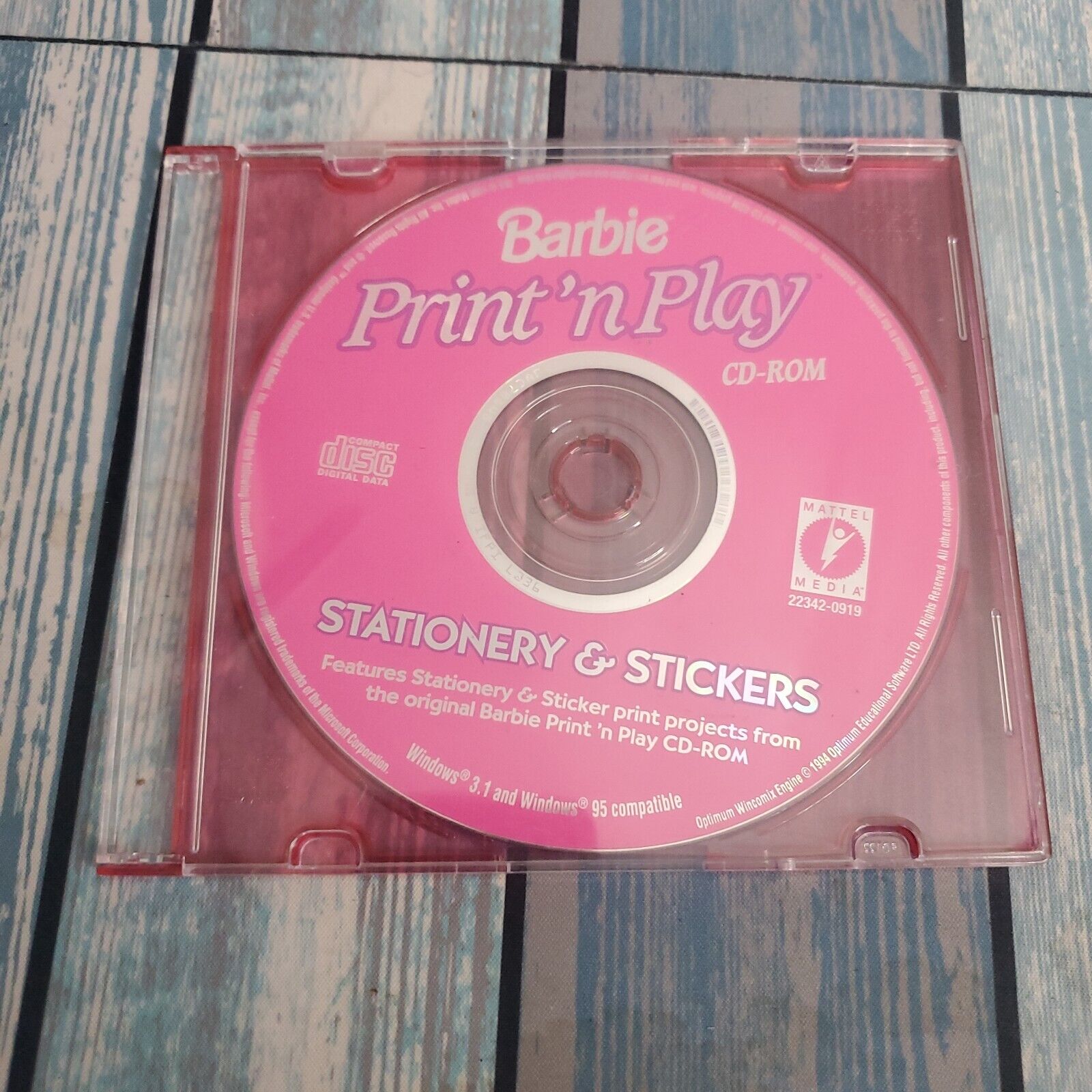 Barbie Print N’ Play CD-ROM PC Mattel 1996 Windows 95 & 3.1 Game DISC ONLY Clean