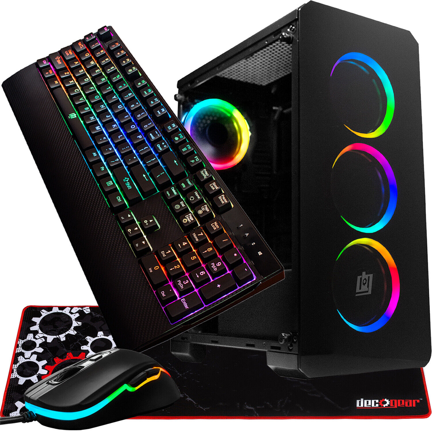 Deco Gear Desktop PC Starter Bundle - Tower, Mechanical Keyboard, Mouse, and Pad