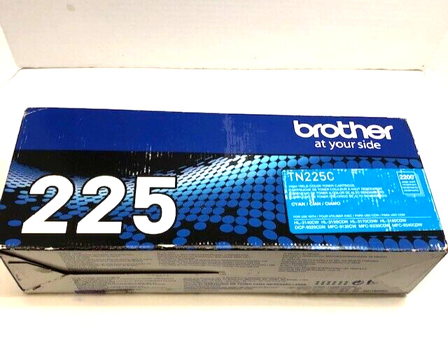 Brother TN-225C Cyan Toner Cartridge Genuine Original OEM TN225C - WEIGHS FULL