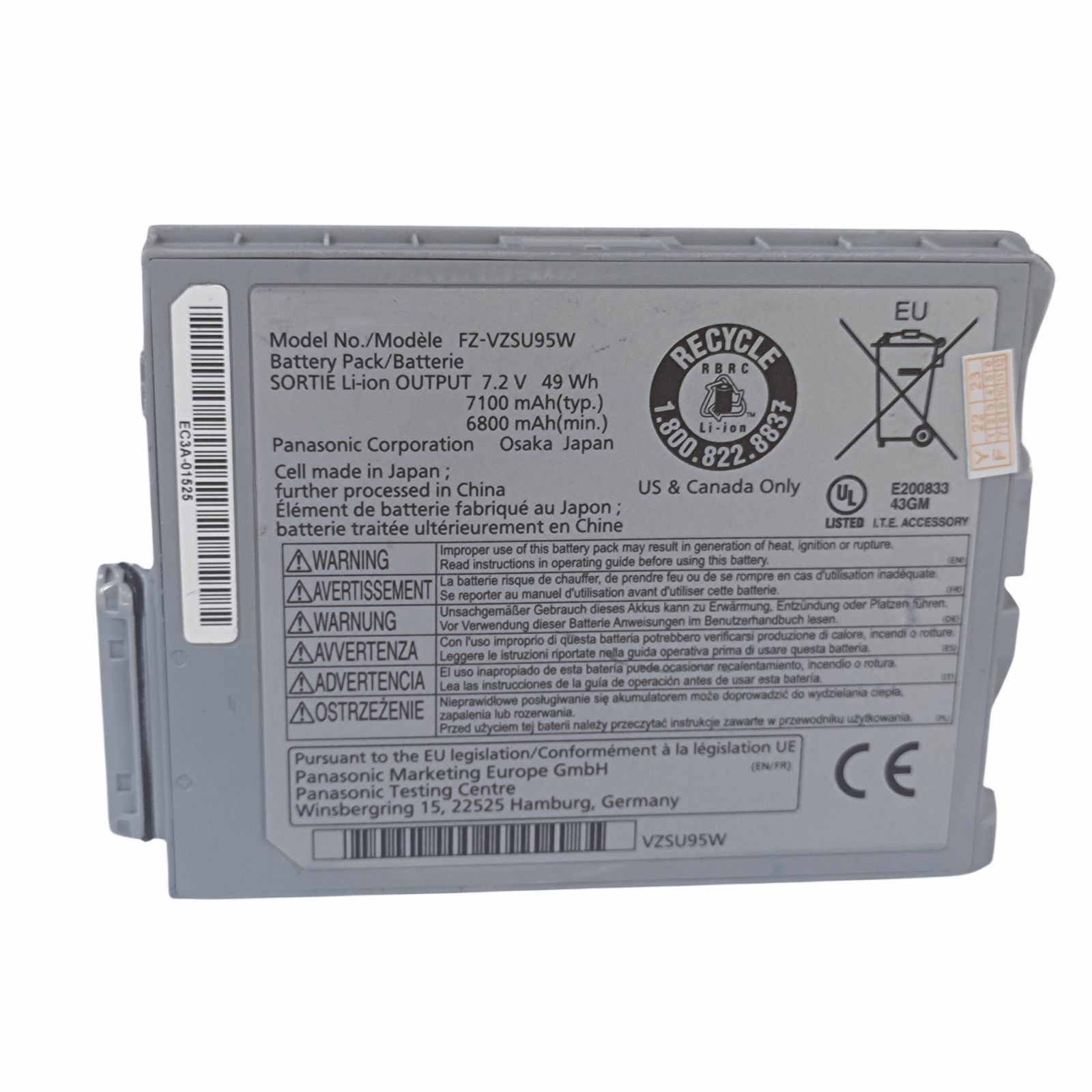 New FZ-VZSU95W 49Wh  7.2V  Battery replacement  for Panasonic FZ-M1 TOUGHPAD