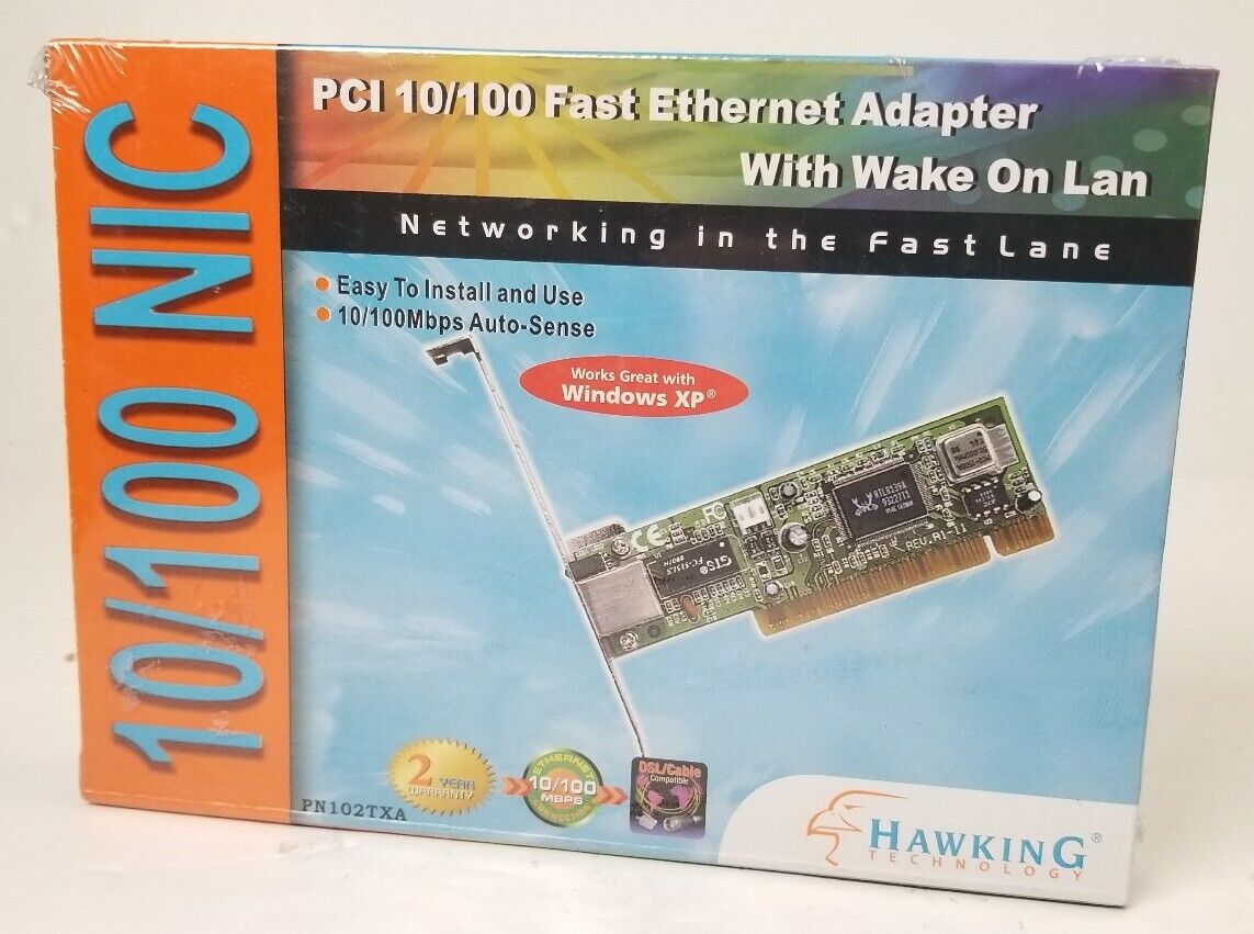  NIB Hawking Technology PCI 10/100M Ethernet NIC PN102TXA SEALED 