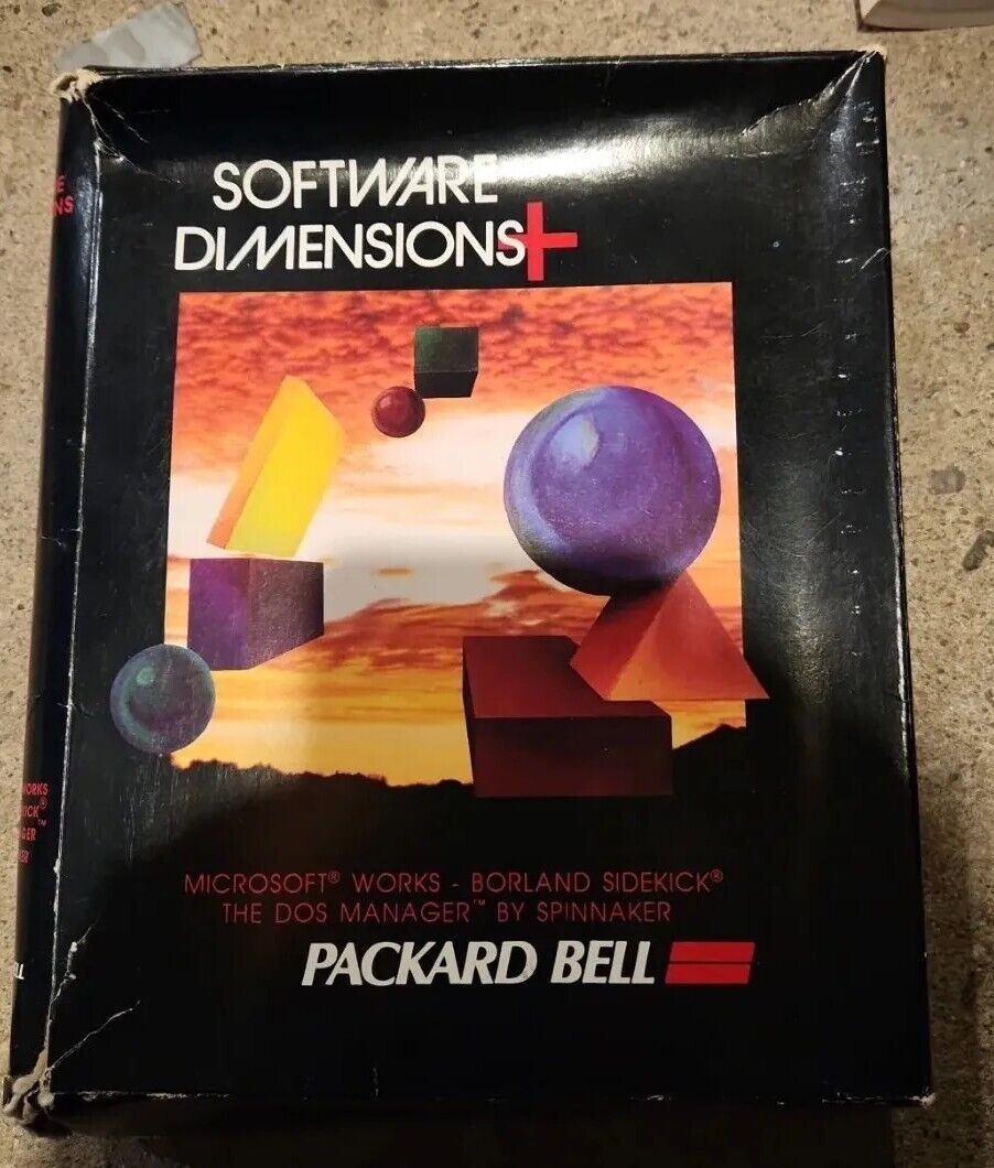 SOFTWARE DIMENSION + PACKARD BELL MICROSOFT WORKS BY SPINNAKER