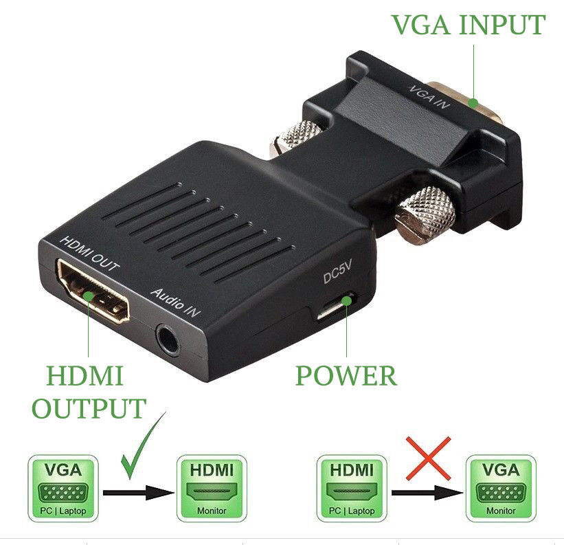 VGA to HDMI Adapter with Audio Male VGA to Female HDMI Converter Laptop to TV
