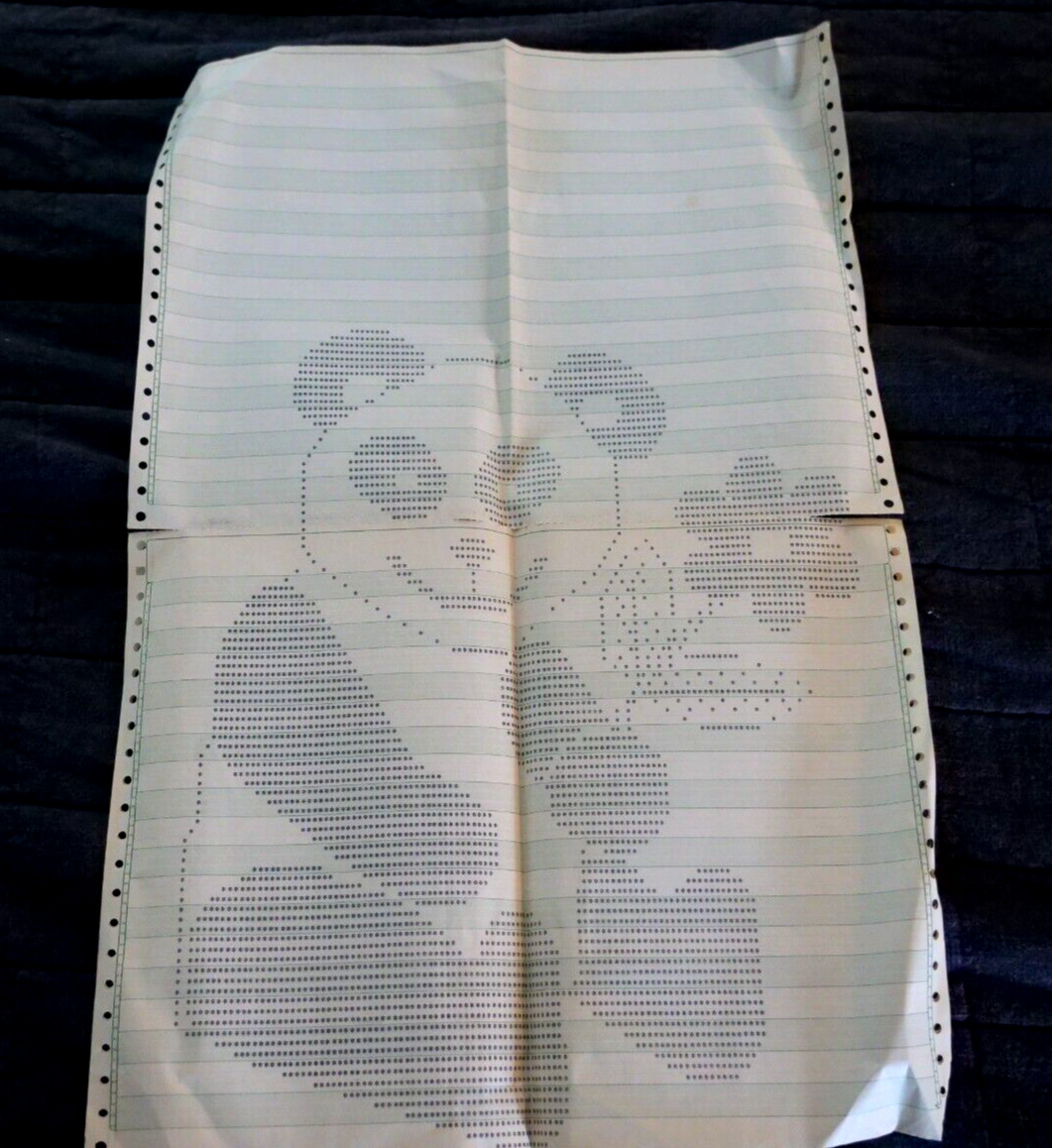 Vintage 10/11/1958 Sheet Dot Matrix Paper Continuous Feed Polar Bear Poster