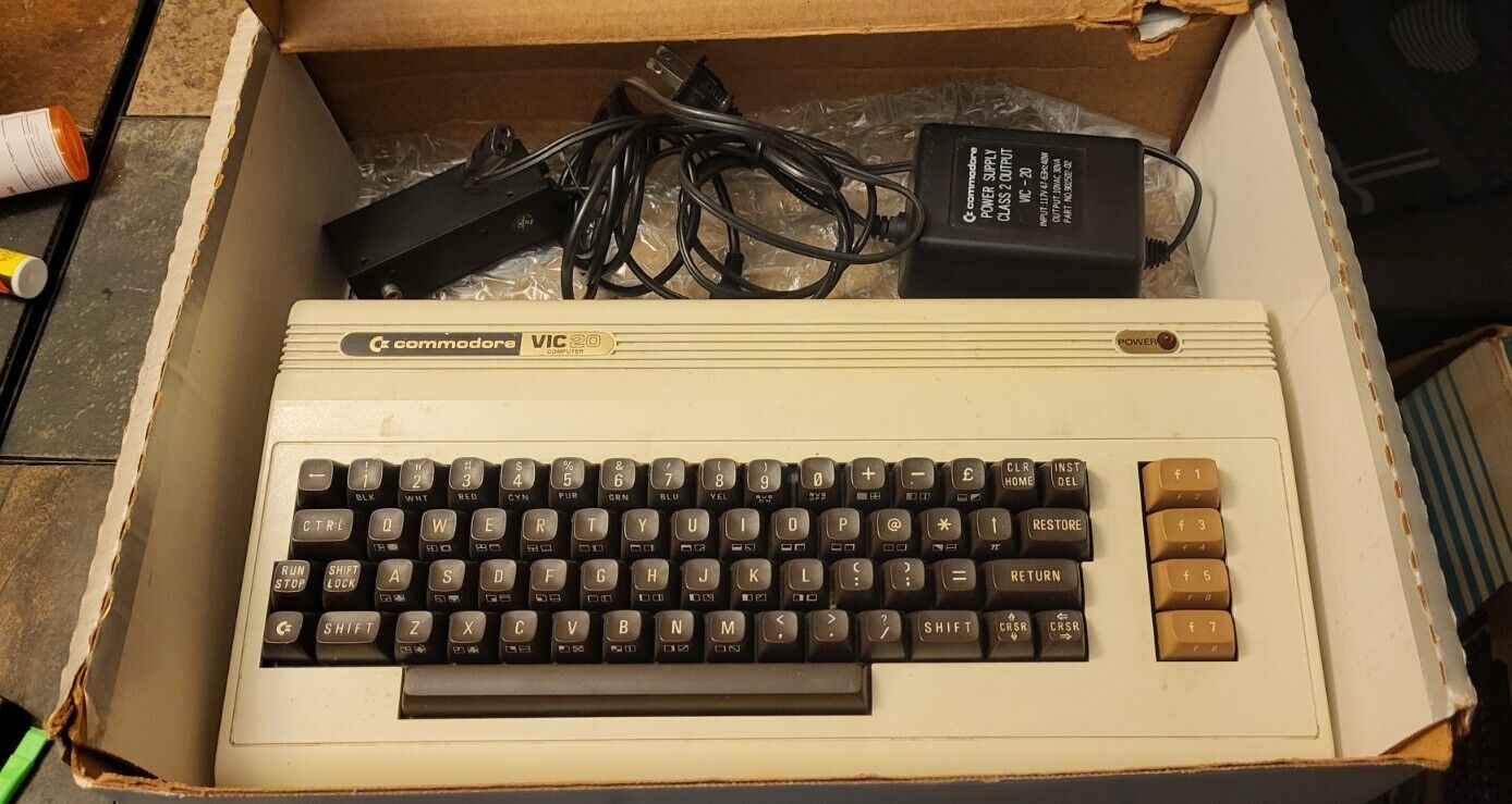 Early Model Commodore VIC 20, Original Box & Power Supply. Works But See Desc.