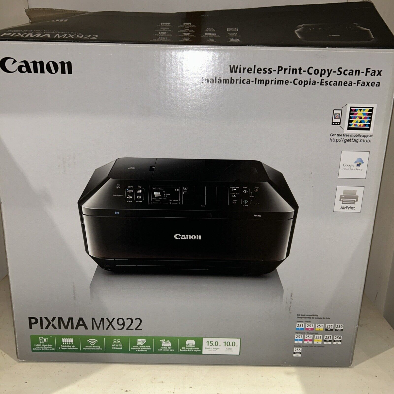 Canon PIXMA MX922  All-in-One wireless Office Printer W/power Cord 