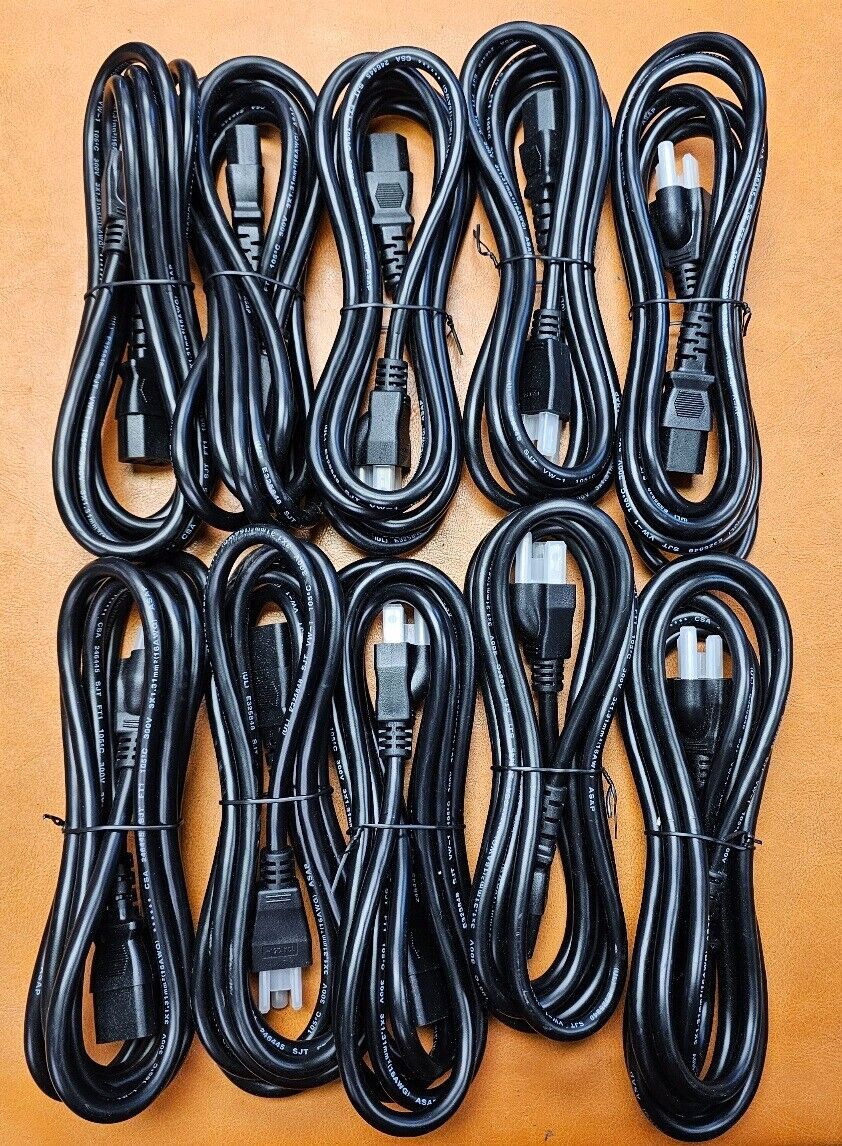 Bundle of 10x 8FT Power Cords (13A 125V) - 3 x 1.31mm2(16AWG), 300V, E325848