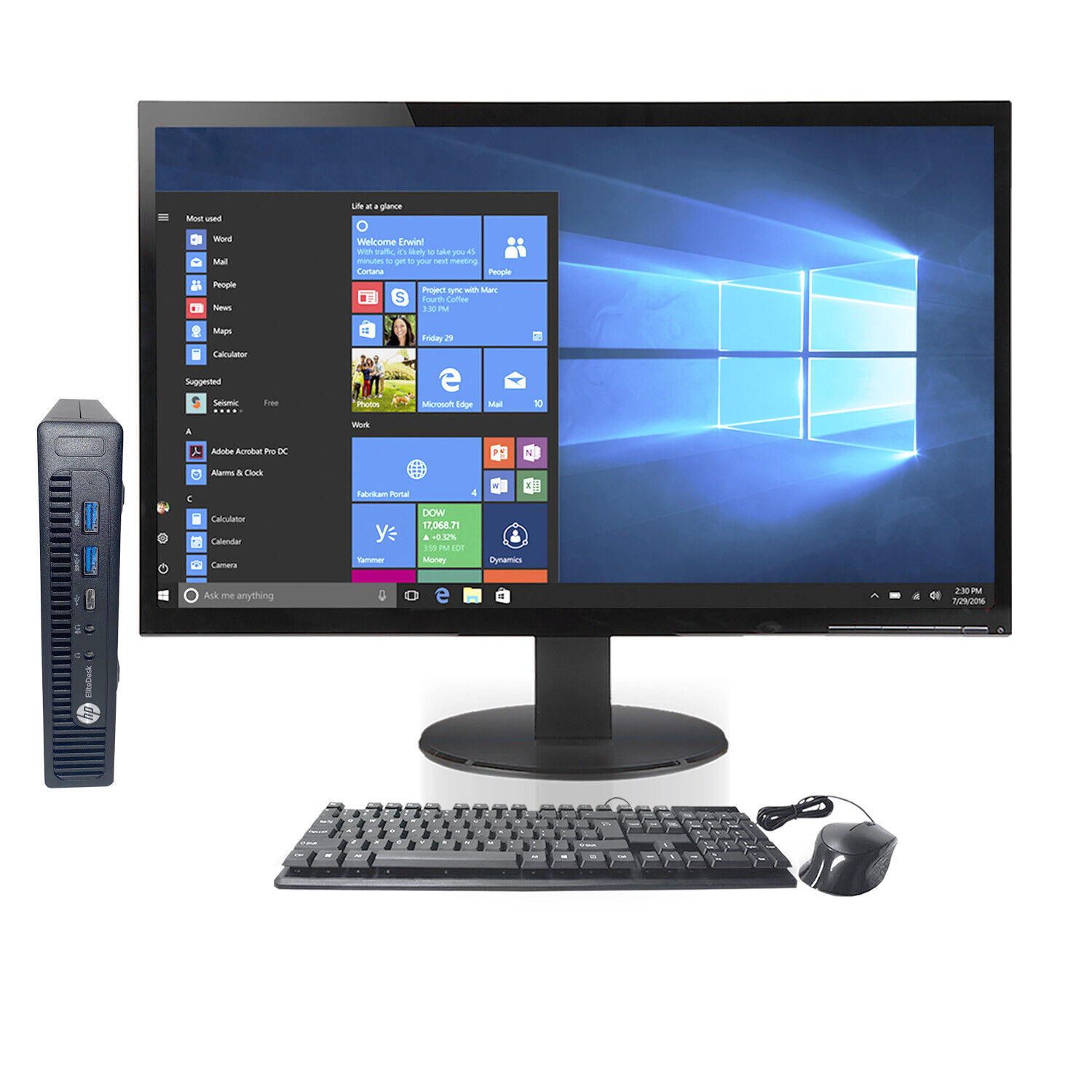 HP Tiny Computer with 22 Inch LCD 256GB SSD 8GB RAM Core I5 Windows 10 Home PC
