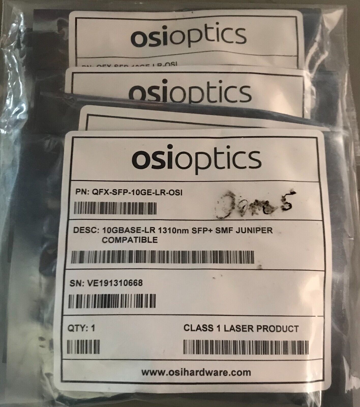 LOT OF 5 Osioptics QFX-SFP-10GE-LR-OSI SFP Transceiver Module Juniper Compatible