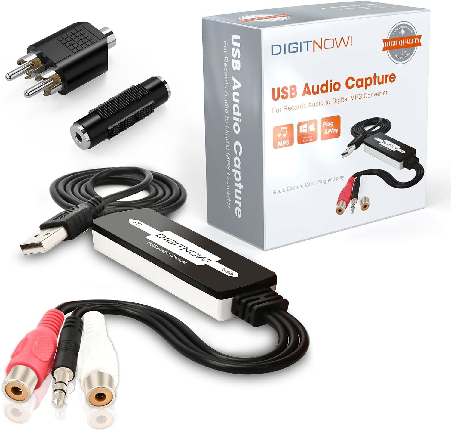 DIGITNOW USB 2.0 Digital Audio Capture Card for Vinyl Records Win7/8/10and Mac