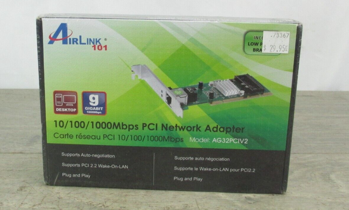 NEW Airlink 101 1x RJ-45 10/100/1000Mpbs PCI Network Adapter Card  AG32PCIV2