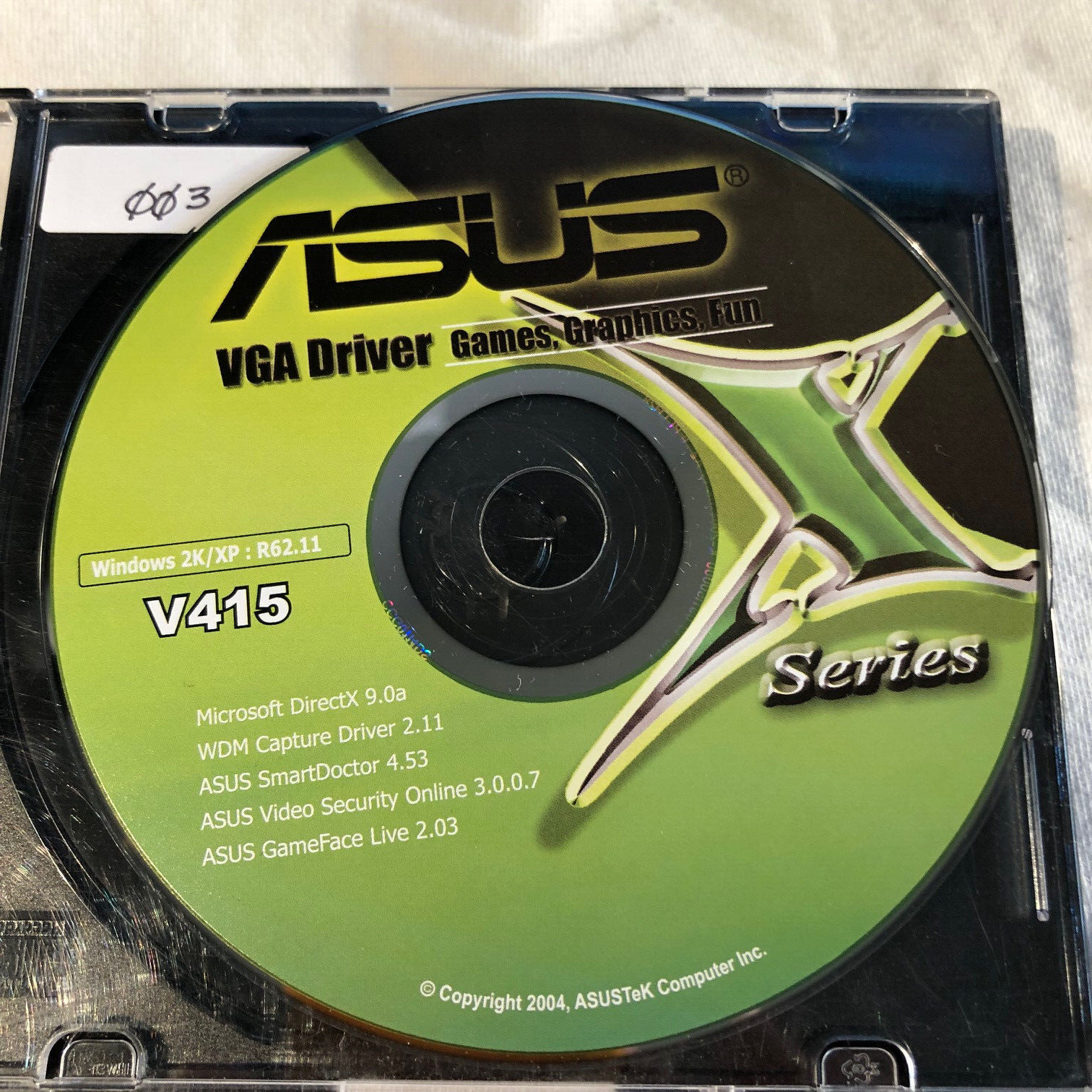 ASUS VGA Driver CD - DX 9.0, WDV Capture, Asus Smart Doctor, Asus Vidoe Sec