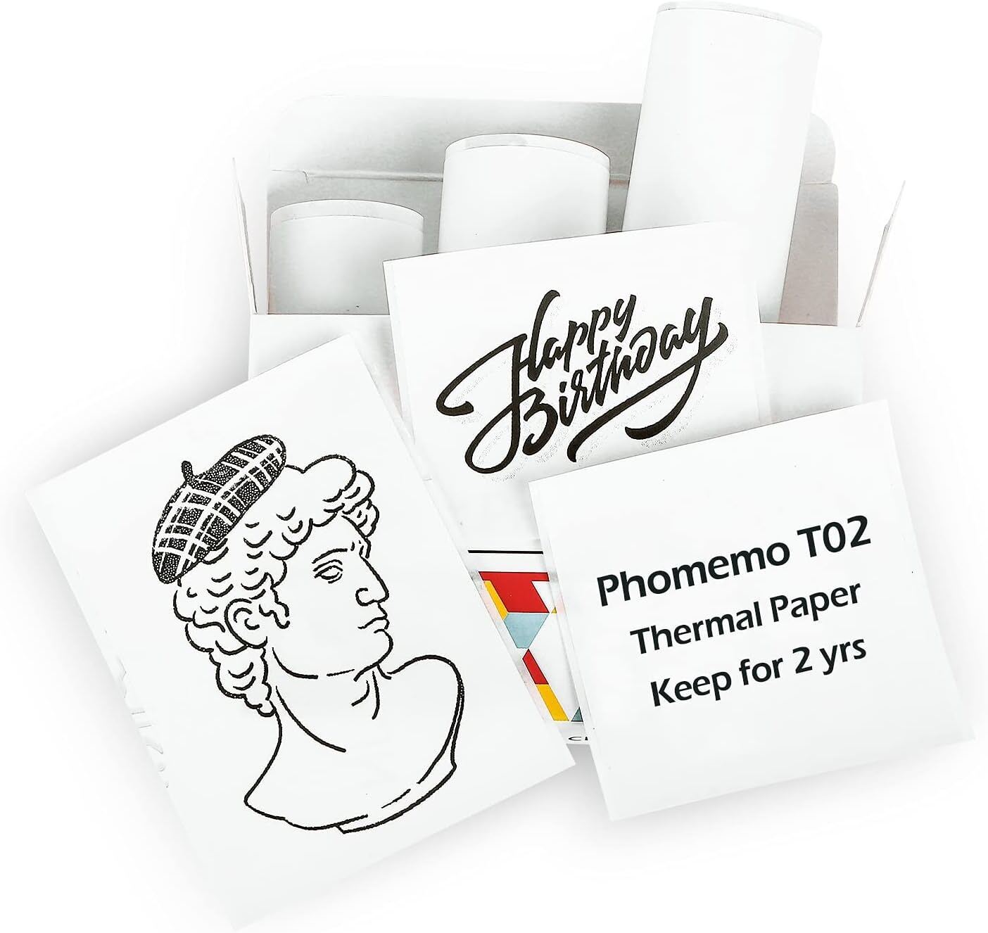 Phomemo White Adhesive Thermal Sticker Printer Paper Durable Fit T02 M02 M02S