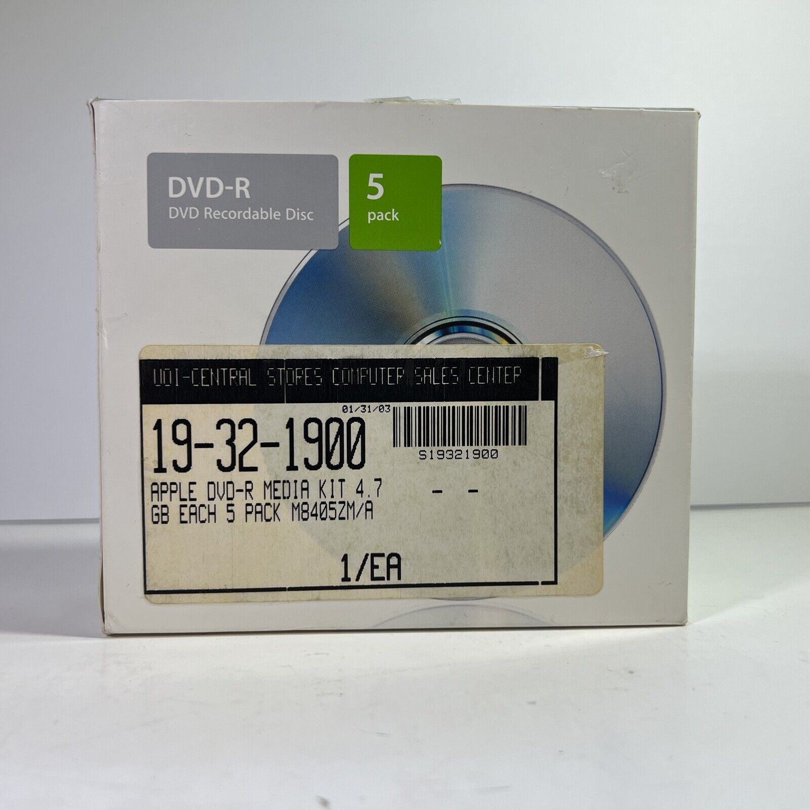 Vintage Apple DVD-R 4.7GB Recordable Disc 5-Pack M8405ZM/A 2001 - New
