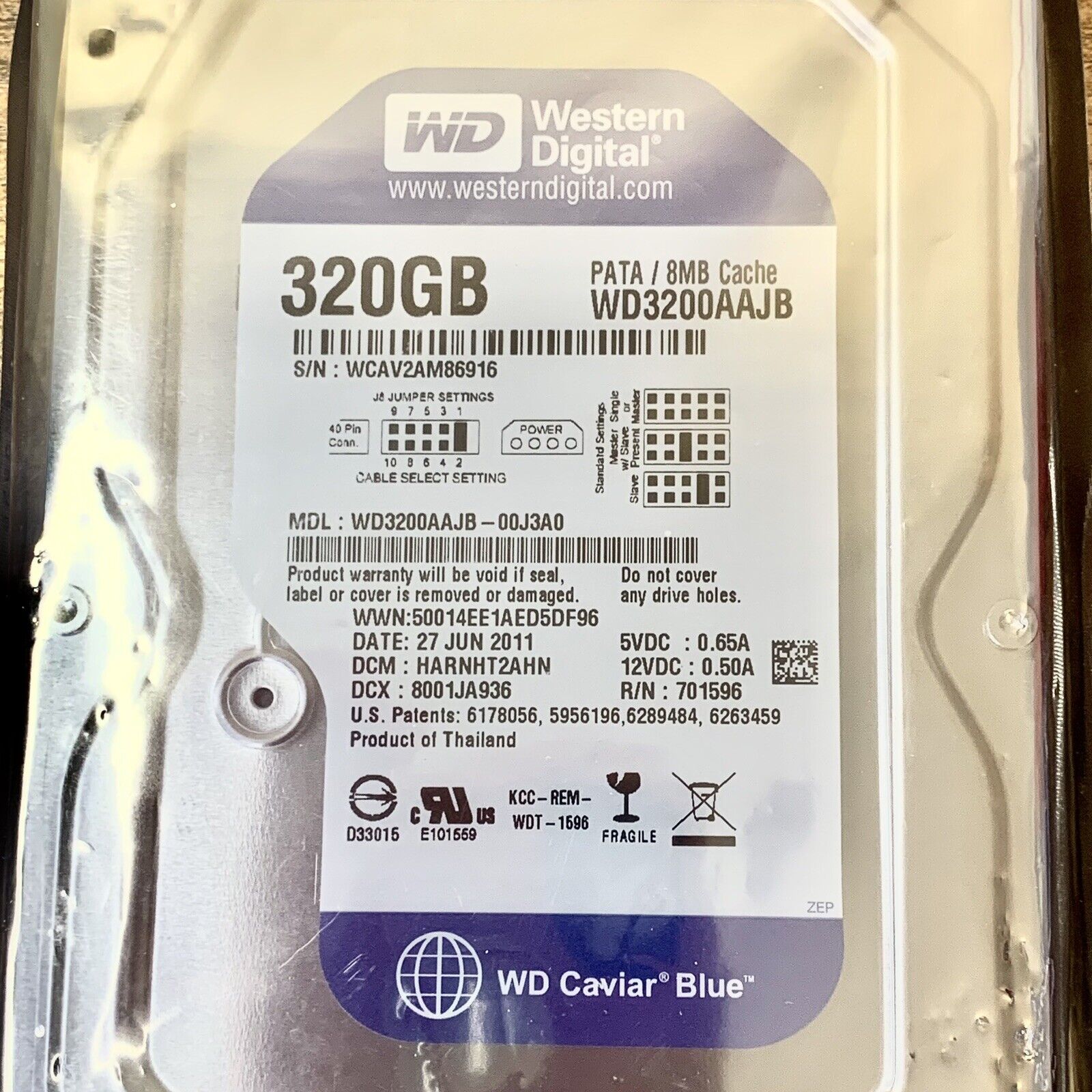 Original Western Digital 320GB WD3200AAJB 7200RPM PATA IDE Hard Disk Drive - NEW