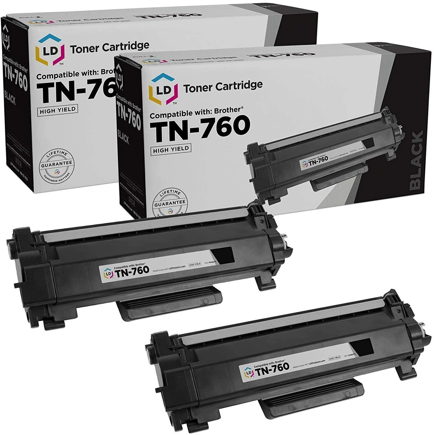 LD Products Toner Cartridge Replacement Brother TN760 TN-760 TN 760 Black 2-Pack